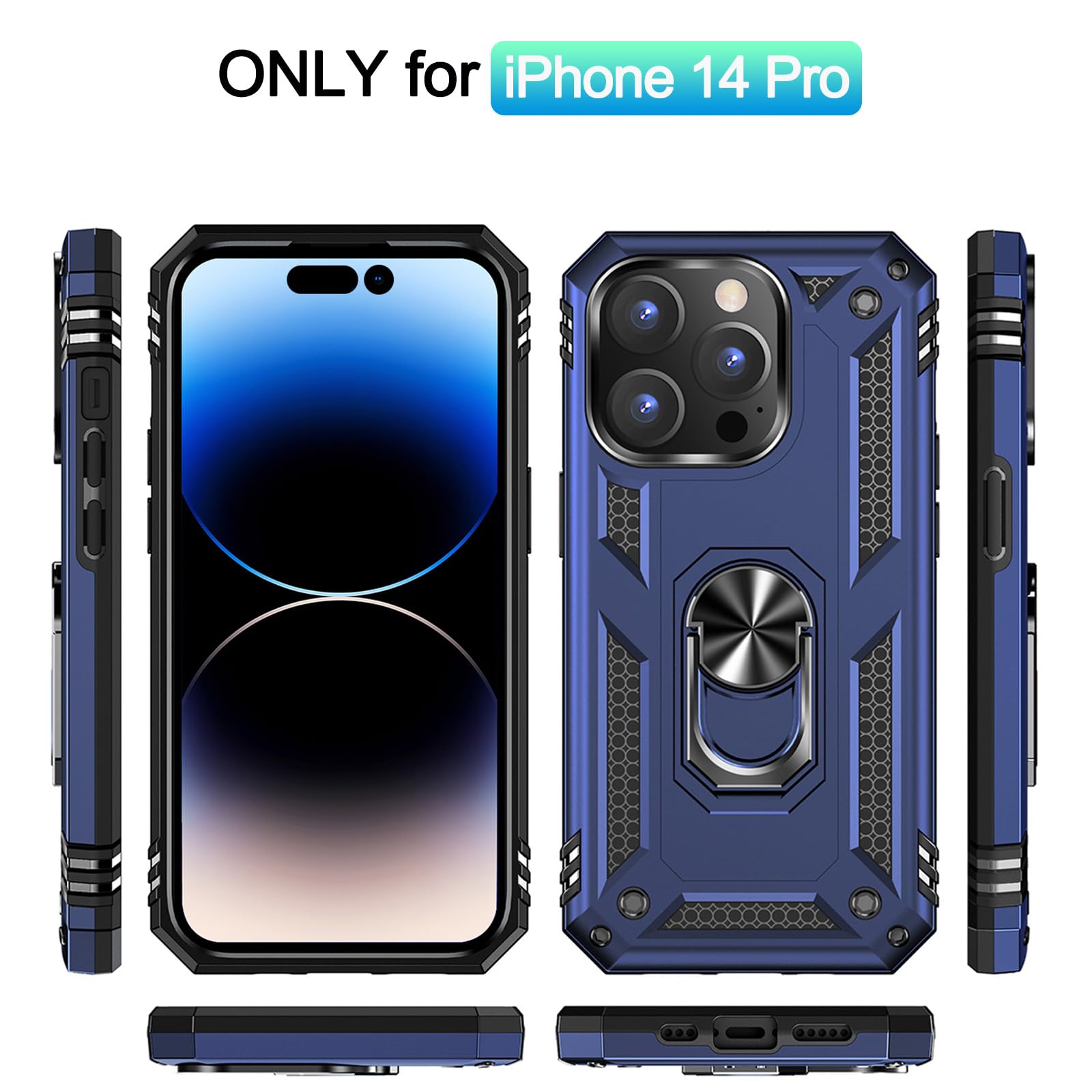 Addit Case For Iphone 14 Pro Phone Case Iphone 14 Pro Case, With Stand Ring, Support Magnet Car Mount, Military Grade, Heavy Dut