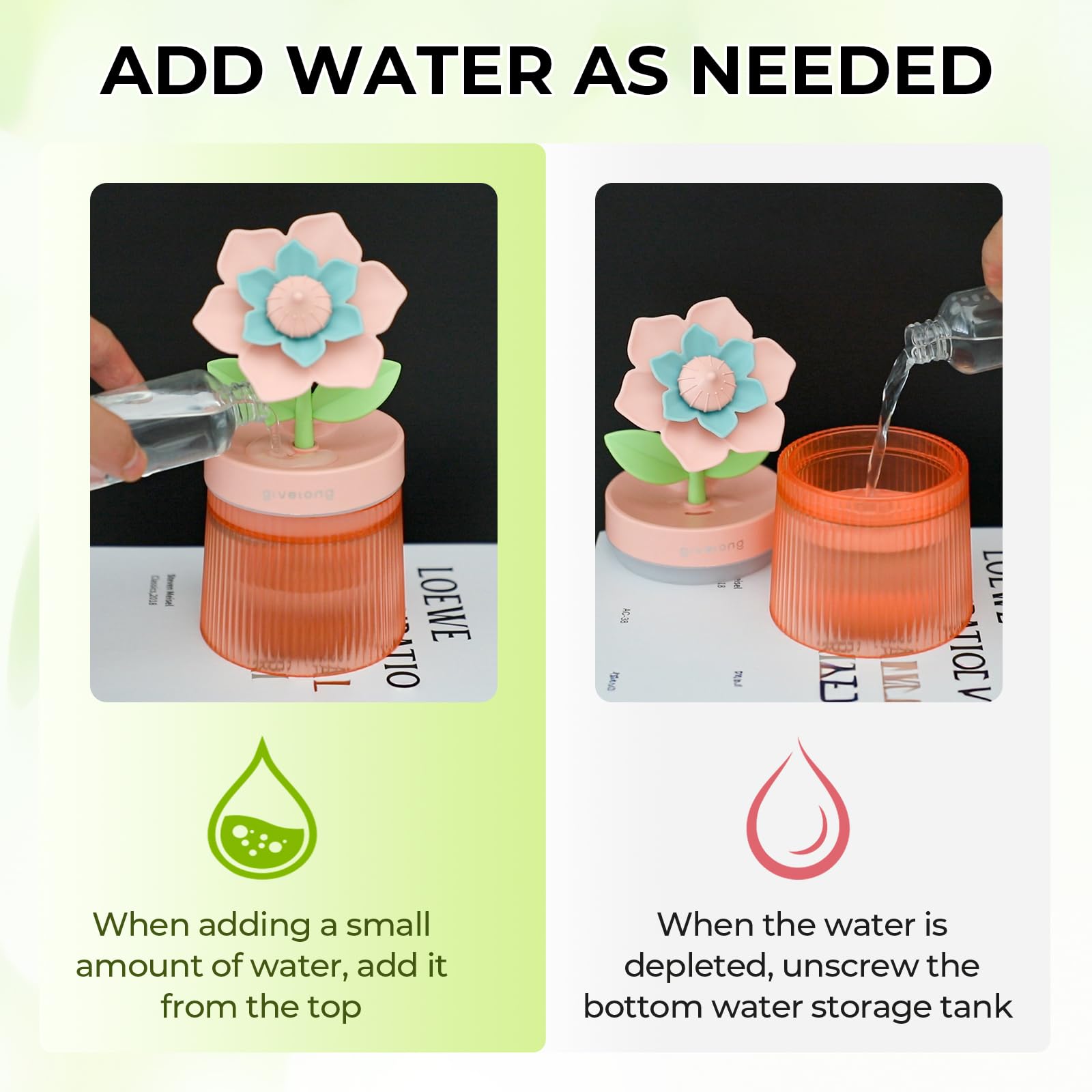 Cute Flower Mini Humidifier, 260Ml Sunflower Desktop Humidifiers For Bedroom, Portable Small Cool Mist Humidification For Home,