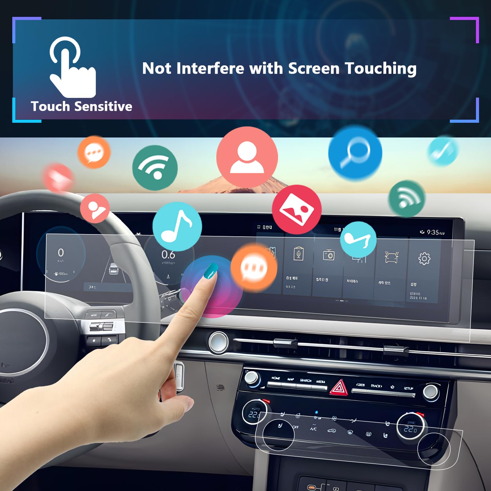 Sxcy [4Pcs For 2025 Hyundai Tucson Accessories (N Line Limited) For 2025 Hyundai Tucson Touch Radio Display Screen Protector[2Pcs Dash&Navi All One Screen+ 2Pcs Ac Screen]