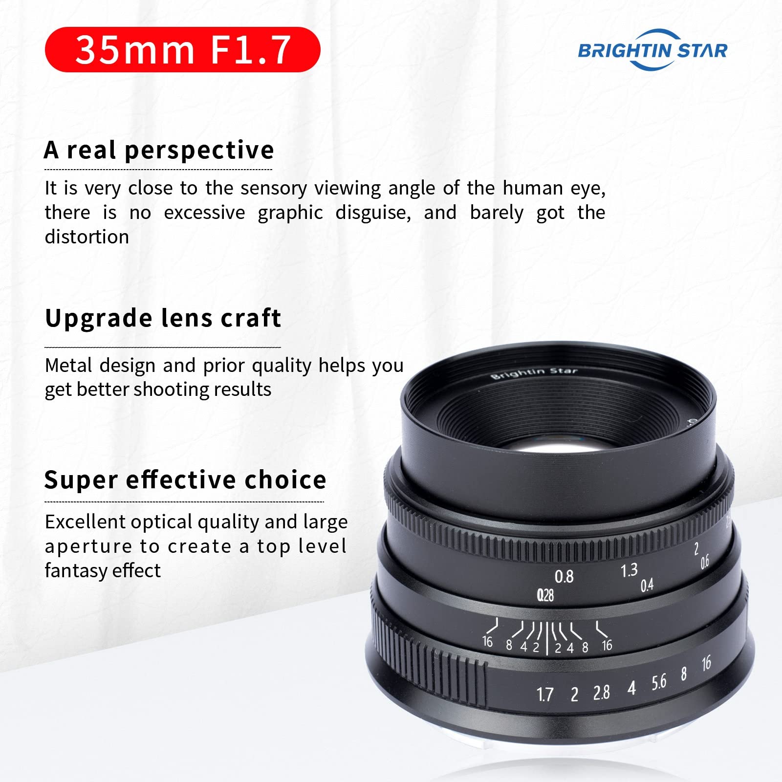 Brightin Star 35Mm F1.7 Wide Angle Manual Focus Prime Lens For Fujifilm Xf Mount Mirrorless Cameras  Aps C Large Aperture Fixed