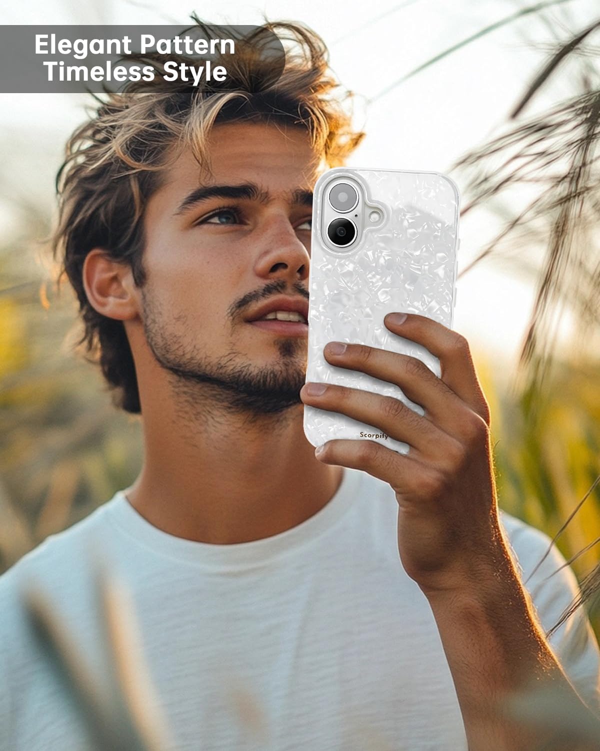 Scorpify For Iphone 16 Plus Case [Compatible With Magsafe] With White Pearl Design, Cute Clear Magnetic Phone Cover For Women Gi