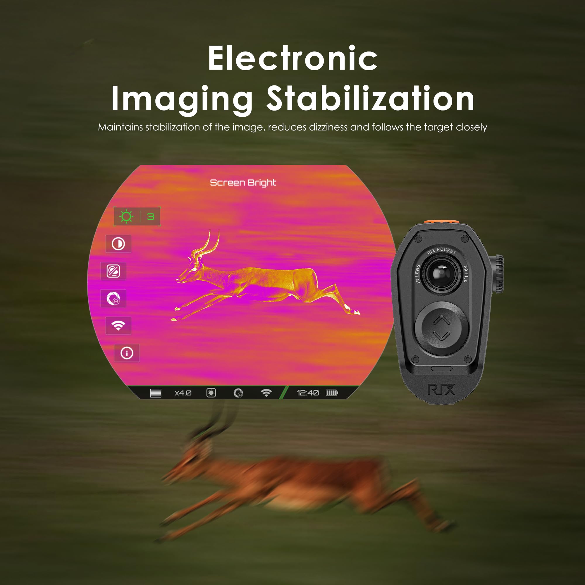 Rix Pocket K2 Portable Thermal Monocular For Hunting, 256X192 (50Hz), Wi-Fi, Handheld Night Vision Monocular