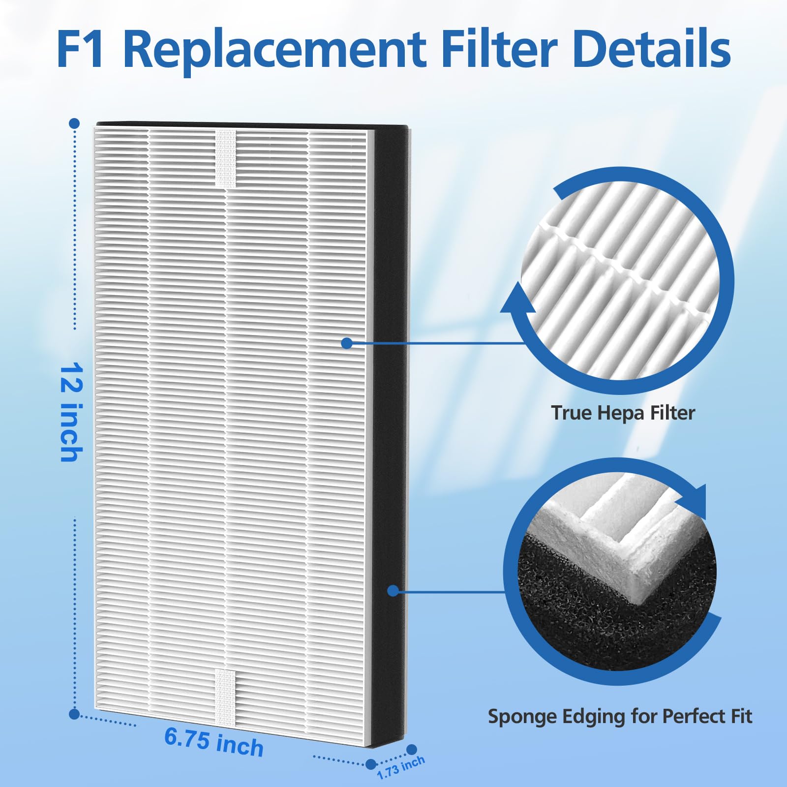 4 Pack F1 True Hepa Repalcement Filter Compatible With 3M Filtrete Room Air Purifier Models Fap C01 F1,Fap T02 F1, Fap C01Ba G1,