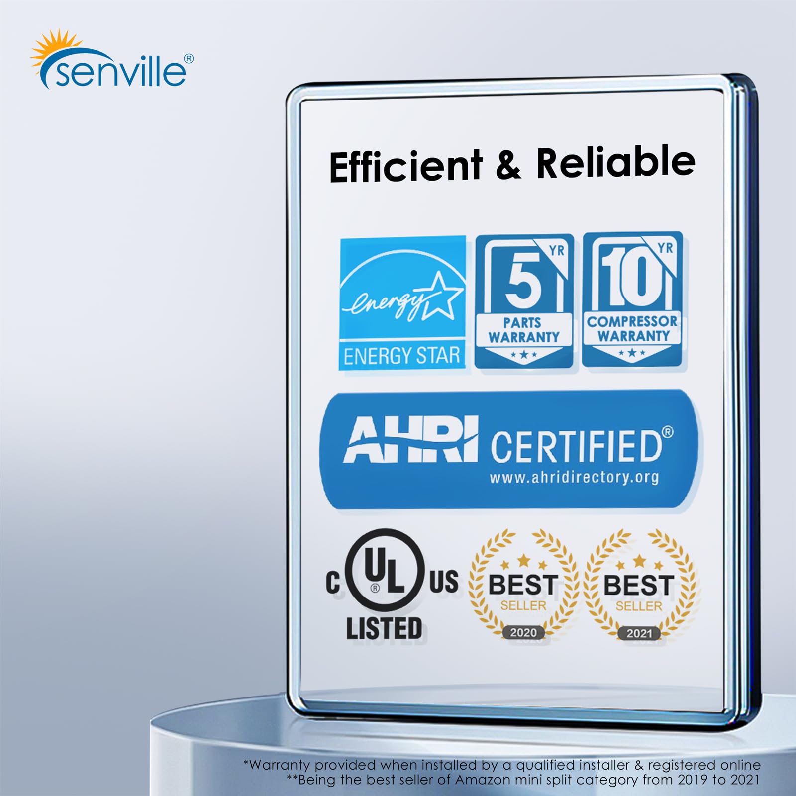 Senville Aura Series Mini Split Air Conditioner Inverter Heat Pump, 33000 Btu, Energy Star, White