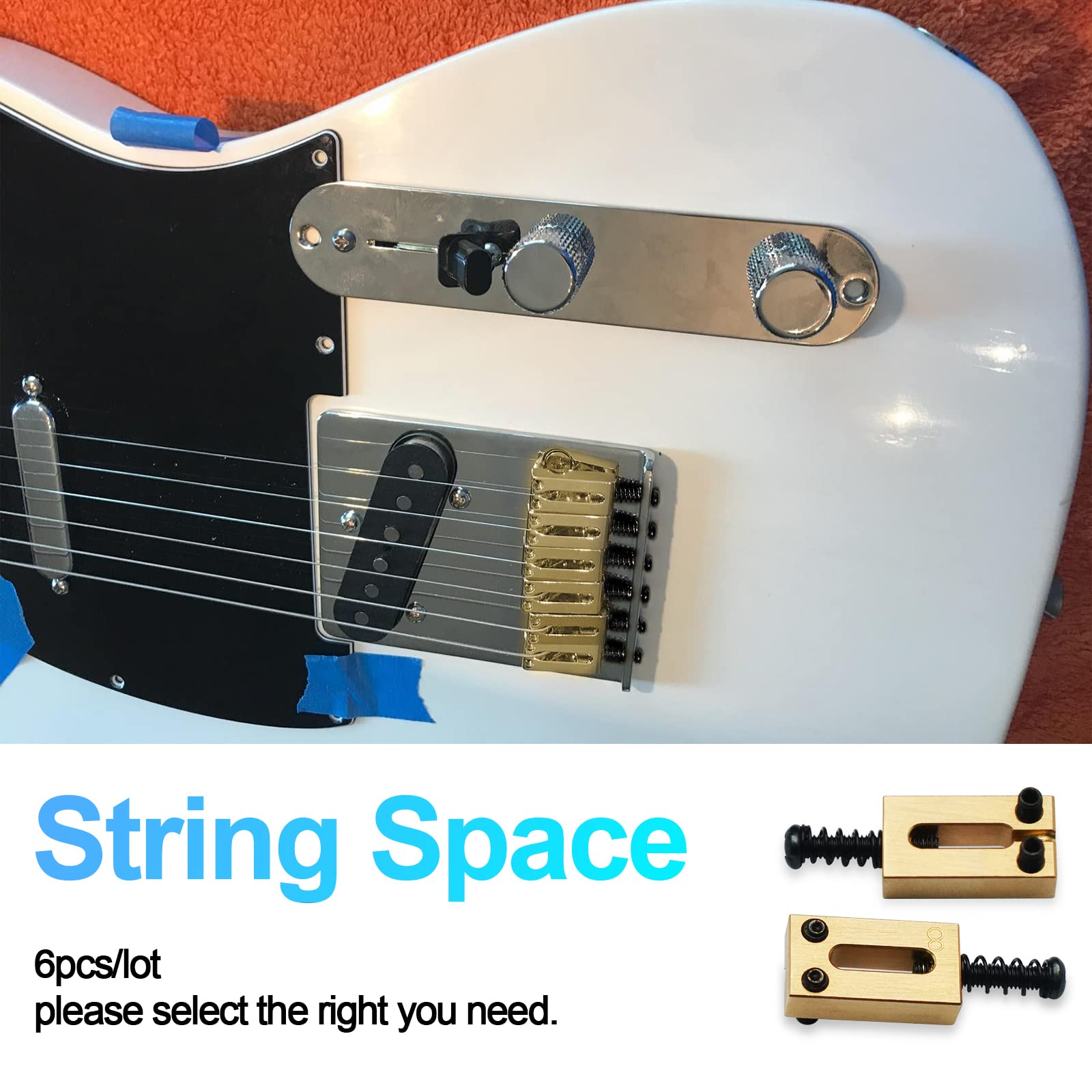 Saphue Brass Saddle 6Pcs/Lot Pure Brass Flat Top Guitar Bridge Saddles 10.8Mm For Fender Stratocaster Or Telecaster