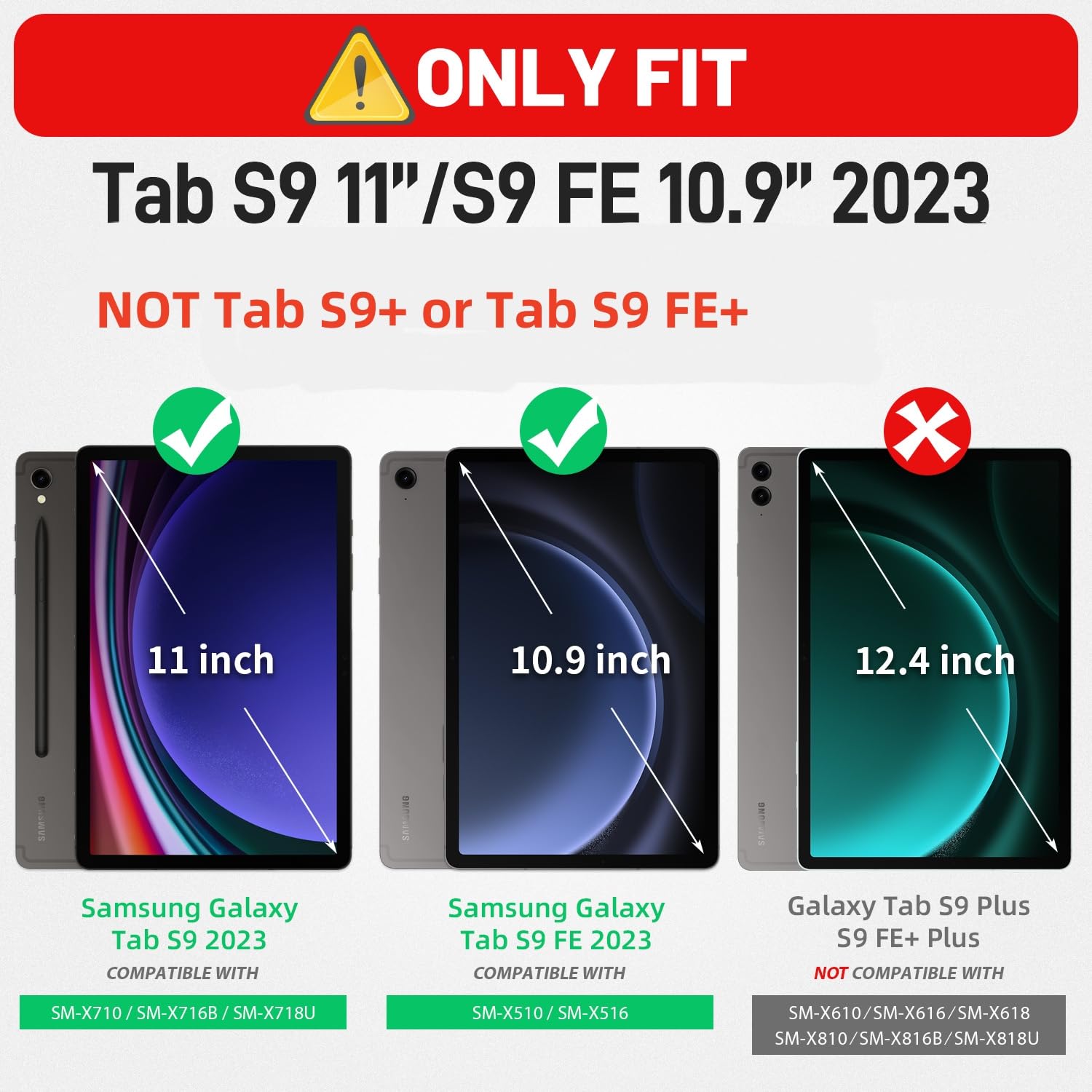 Hxcaseac Protective For Galaxy Tab S9 / S9 Fe 5G Case With Hand Strap/Screen Protector/Pen Holder, Heavy Duty Shockproof Samsung