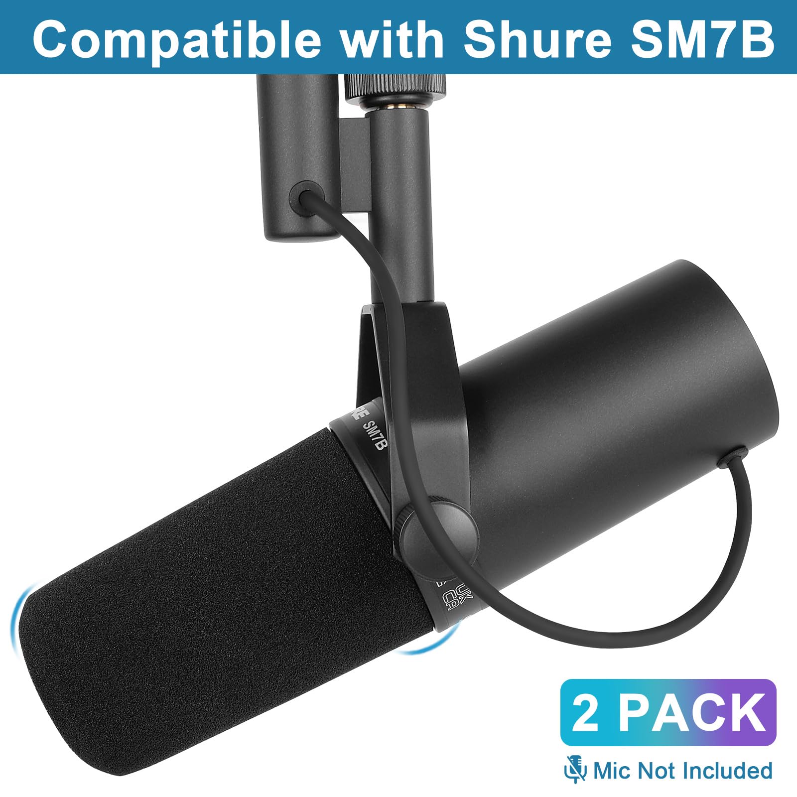 Windscreen For Sm7B, 2Pack Microphone Pop Filter Foam Cover Compatible With Shure Sm7B, Mic Cover Replacement For Noise Reductio
