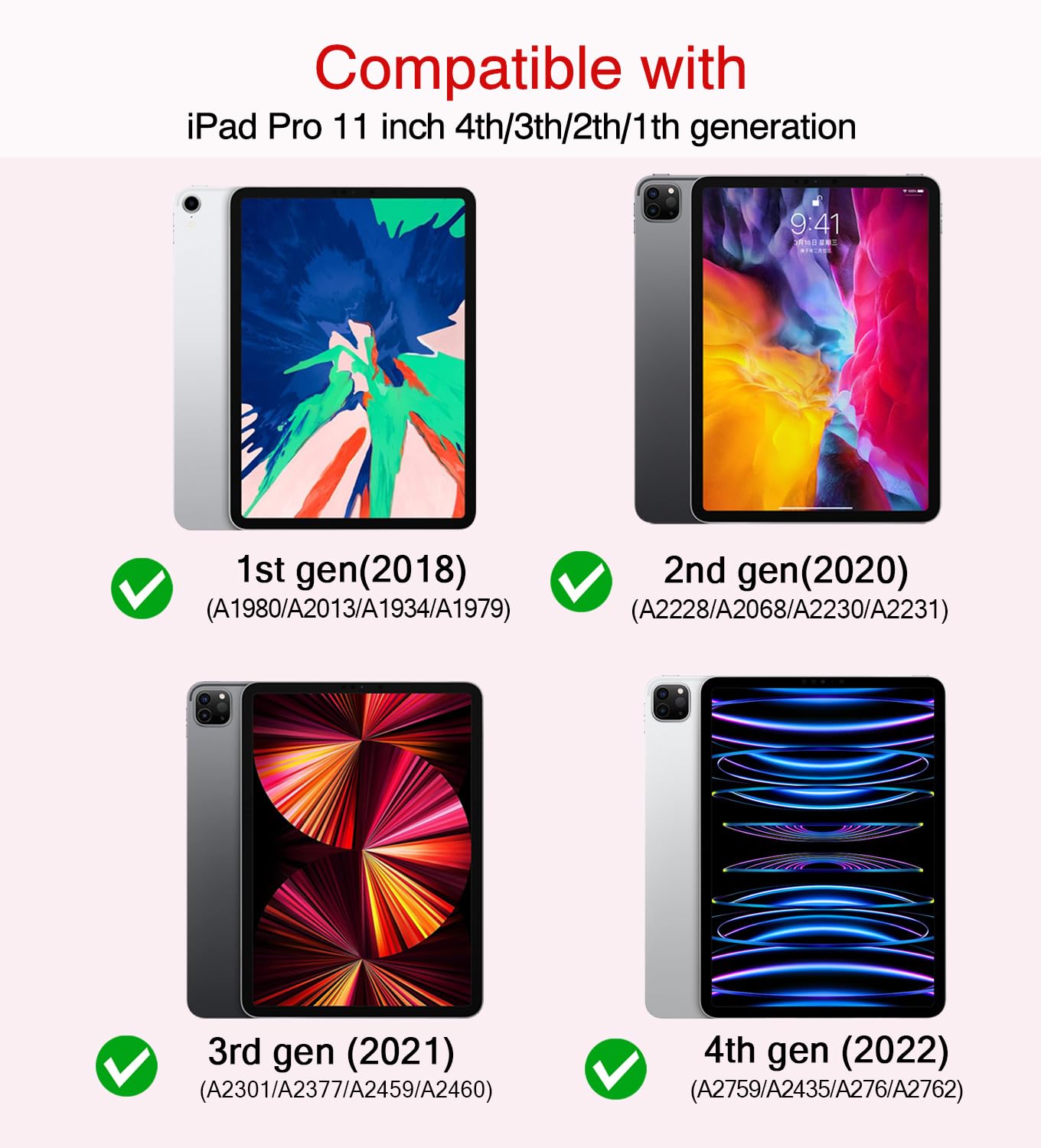 Anpredo Case For Ipad Pro 11 Inch With Pencil Holder,Support Apple 2Nd Pencil Charging, Covers For Apple Ipad Pro 11 1St/2Nd/3Rd