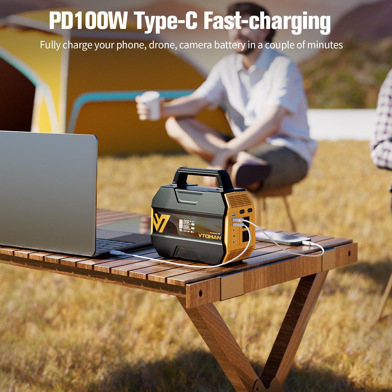 Vtoman Flashspeed 300 Portable Power Station, Only 7.4Lbs With 7 Outlets, 230Wh Lifepo4 Generator With Up To 600W Ac Outlet, 12V