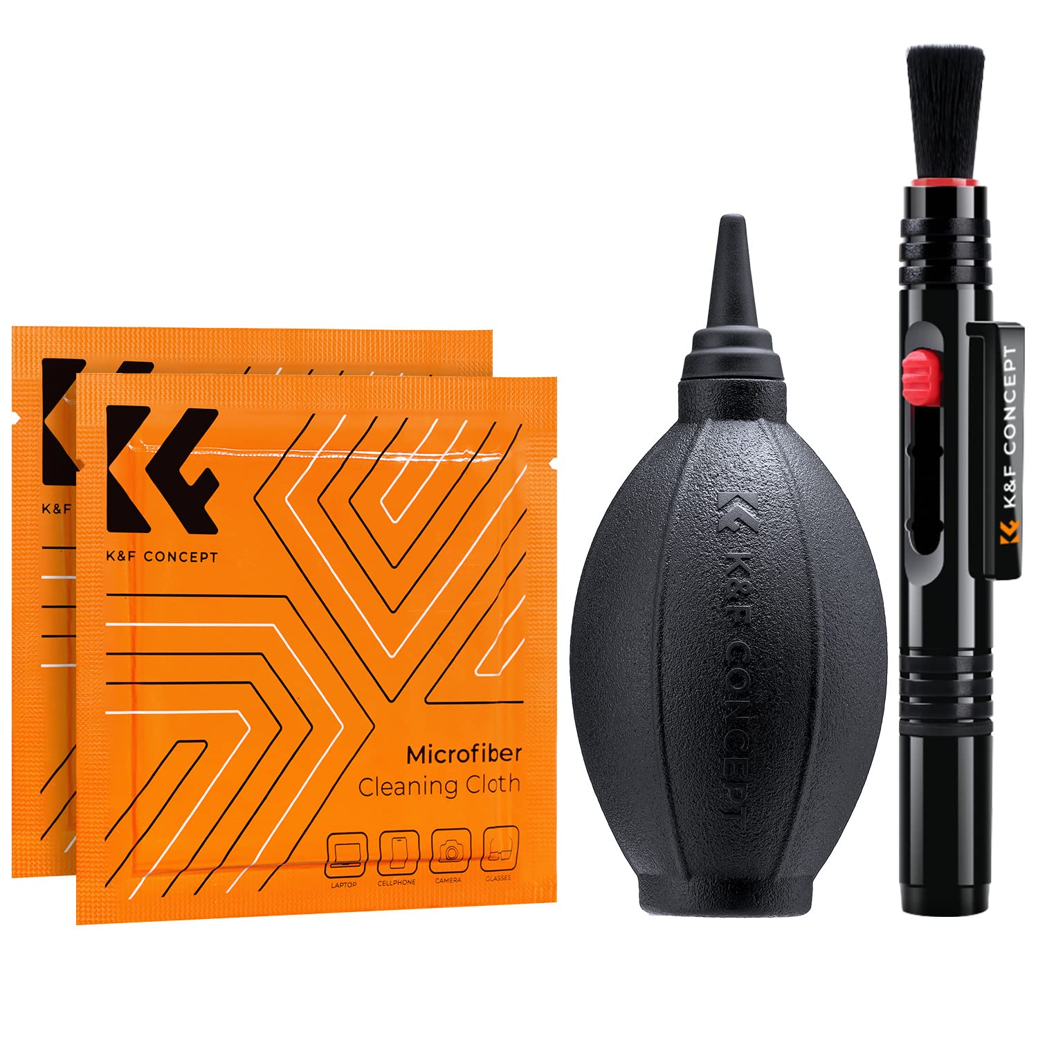 K&F Concept 4 In 1 Camera Lens Cleaning Kit With Lens Cleaning Pen, Camera Air Blower, Microfiber Cleaning Cloth, Lens Cleaner K