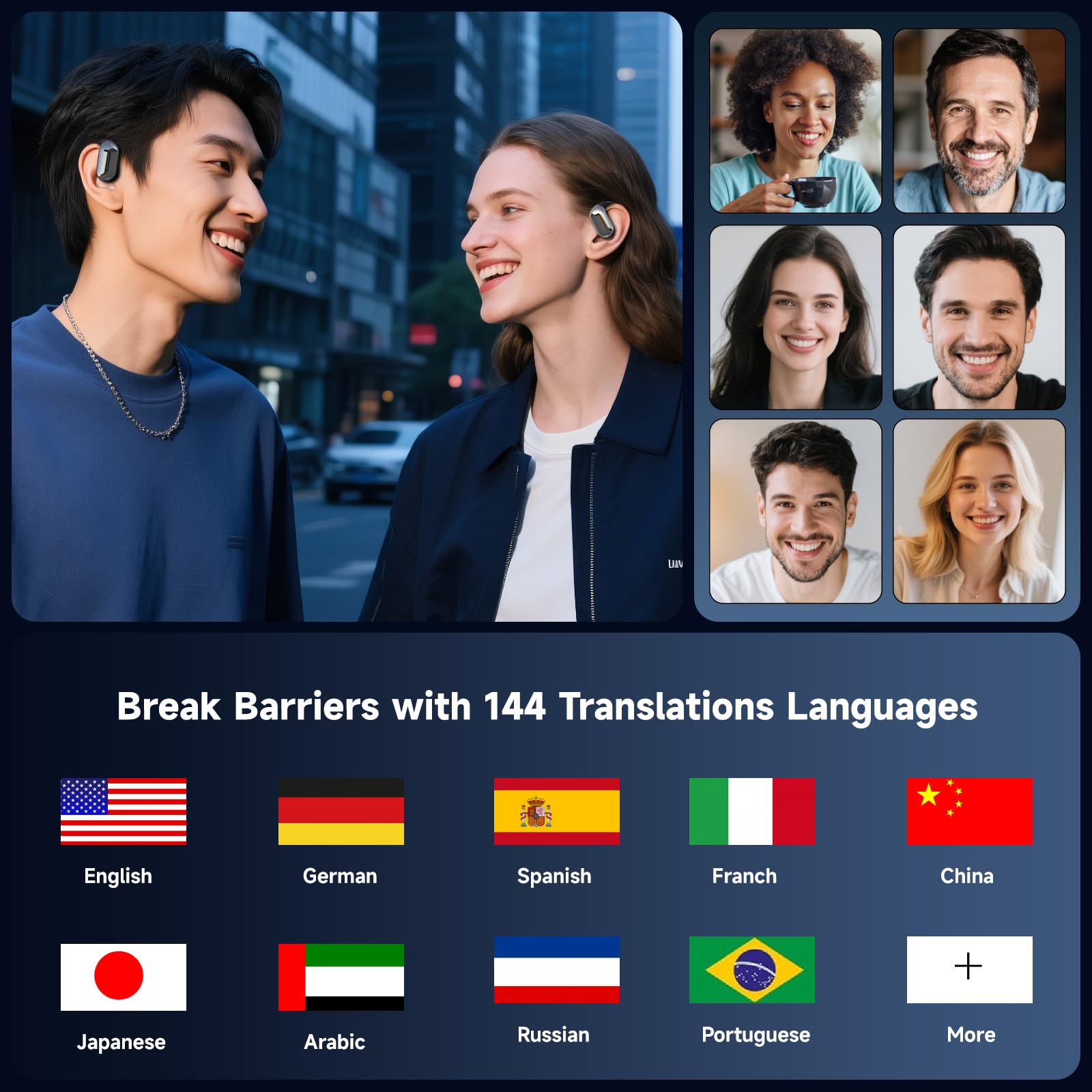 Translator Earbuds Real-Time 144 Languages & Accents, 3-In-1 With Charging Case, Audifonos Traductores Ingl  S Espaol Bluetooth