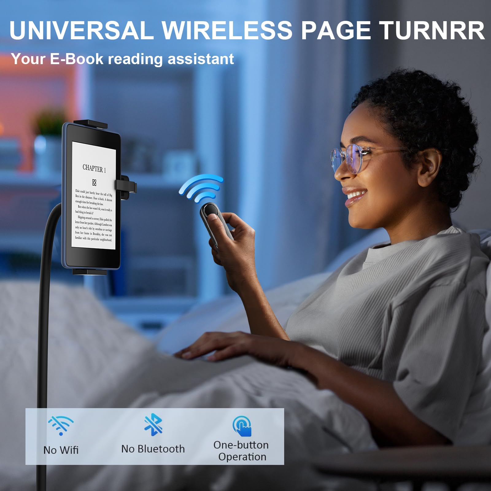 Hogance Rf Remote Control Page Turner For Kindle Reading Ipad Iphone Android Tablets Surface Comics, Wireless Camera Video Recor