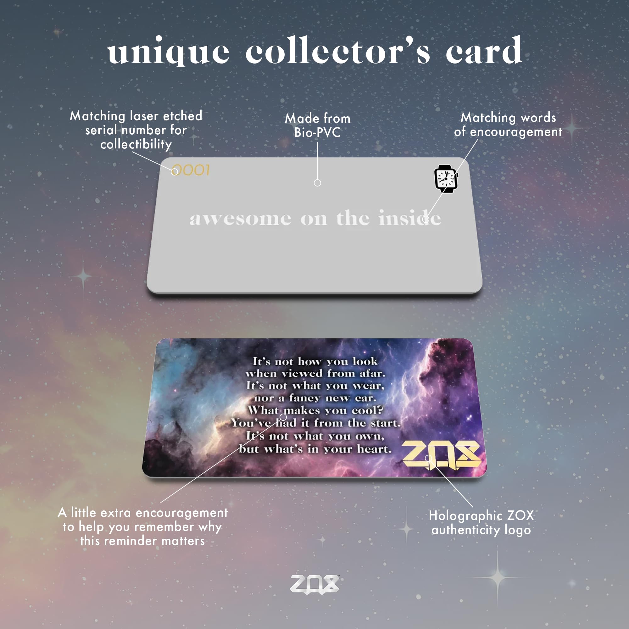 Zox Android Smart Watch Band - Satellite Grey | Soft, Adjustable Elastic Band With Motivational Affirmations And Beautiful Artwo