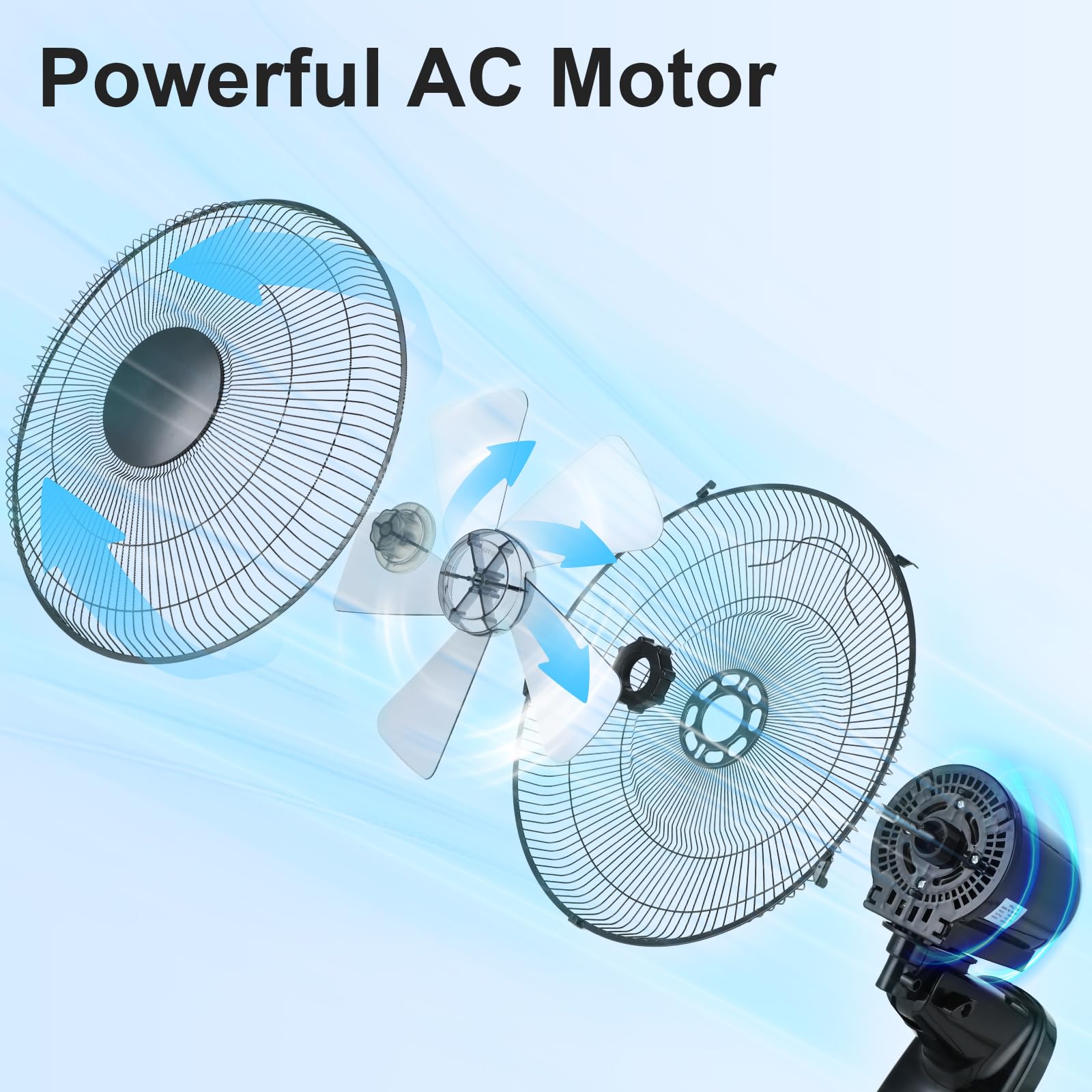 Aottop 16 Inch Wall Mount Fan With Remote Control - 3-Speed And 3 Modes, Timer Function, Adjustable Head, Oscillating Fan For Ho