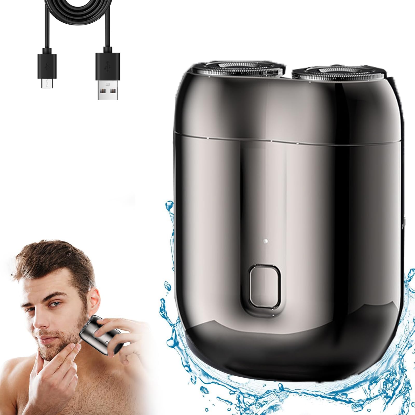 New Model Mini Upgrade Pocket Shaver, Dual Head Electric Razor, Rechargeable Waterproof Compact Electric (Gray) For Home, Car, T