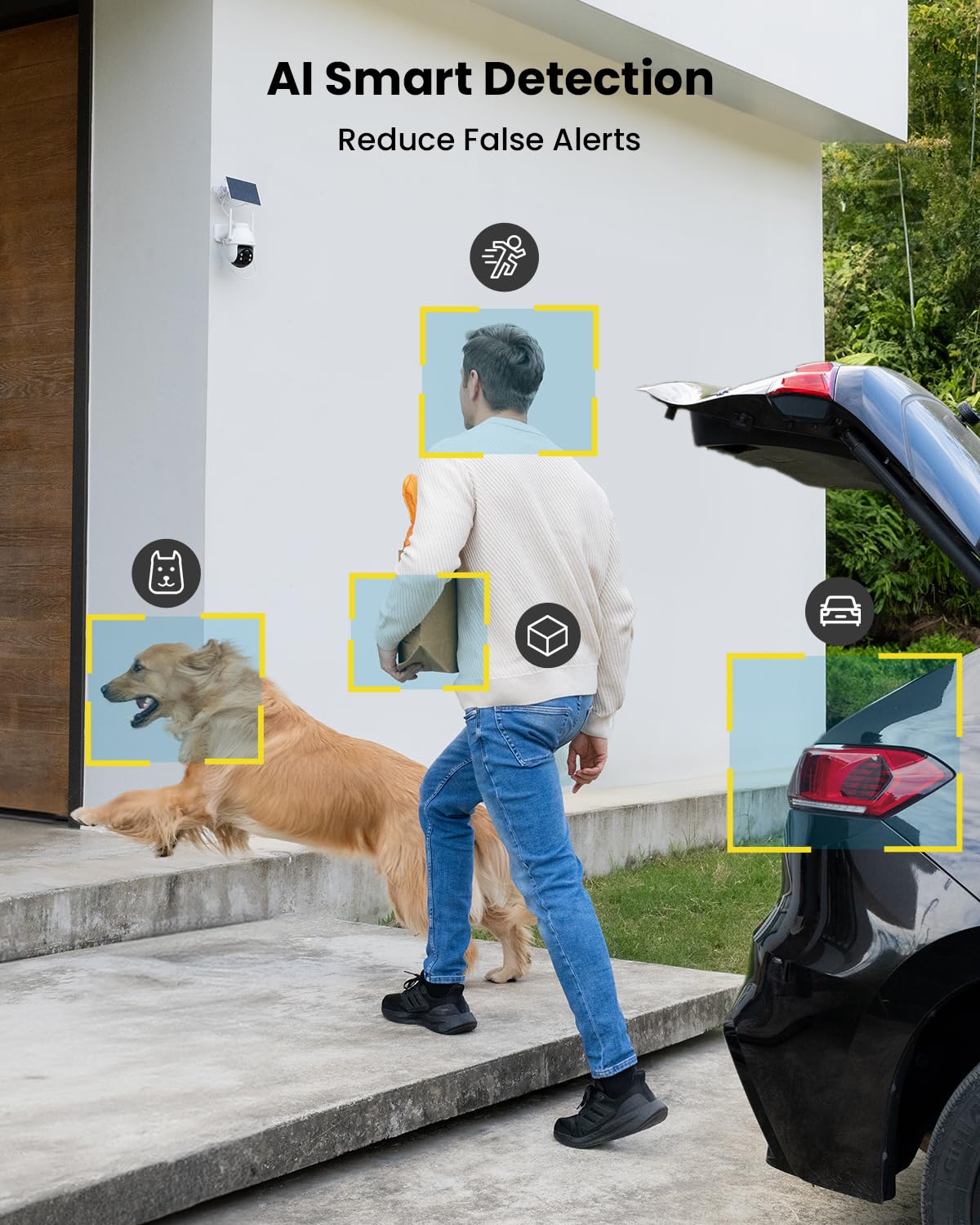 Iegeek Security Cameras Wireless Outdoor, 2K Solar Wifi Camera For Home Security System, Battery Powered Surveillance Cam With S