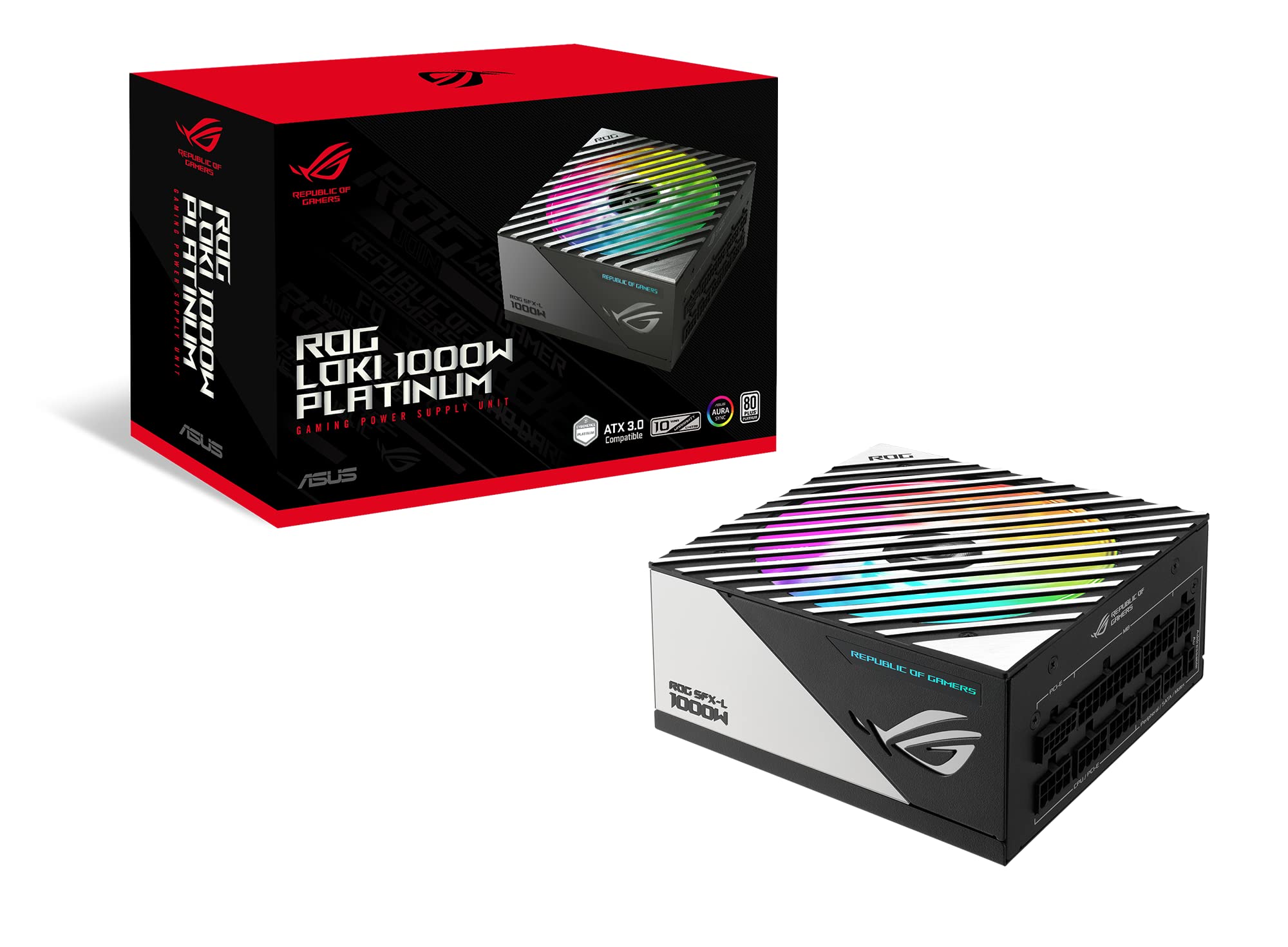 ASUS ROG Loki SFXL 1000W Platinum (Fully Modular Power Supply, 80+ Platinum, 120mm PWM ARGB Fan, Aura Sync, ATX 3.0 Compatible,
