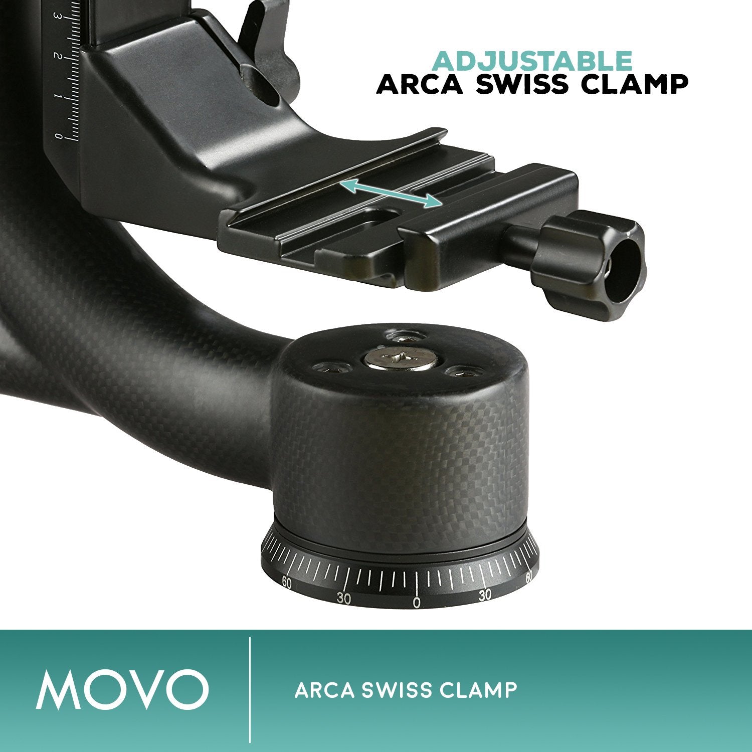 Movo Gh800 Carbon Fiber Professional Gimbal Tripod Head With Arca-Swiss Quick-Release Plate - For Outdoor Bird/Wildlife Photogra