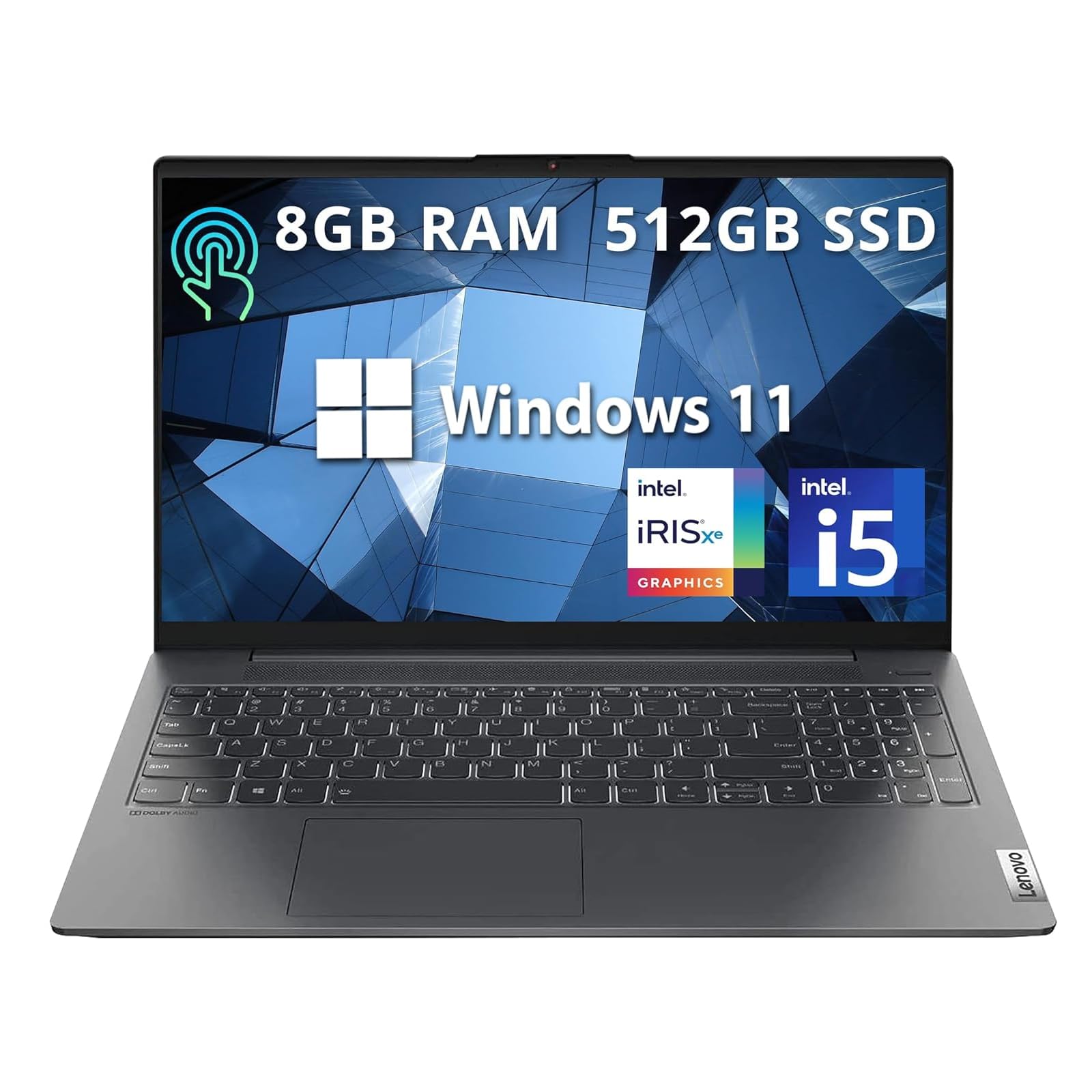 Lenovo Ideapad 5i 15.6 FHD (1920 x 1080) IPS Touch Fingerprint Reader Laptop, Intel Core i5-1135G7 Quad Core 11th Gen. up to 2.4