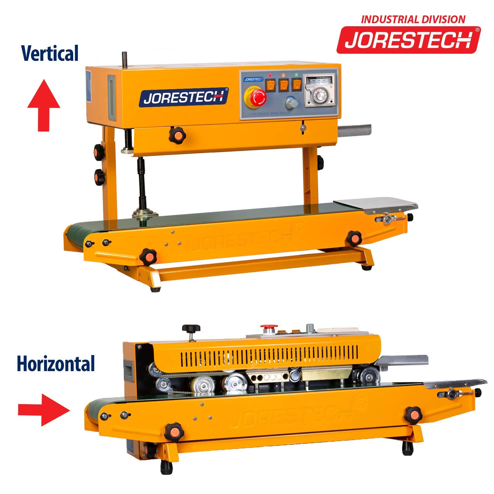 Jorestech Industrial Continuous Band Sealer For Plastic & Laminated Bags Horizontal/Vertical Cbs 630