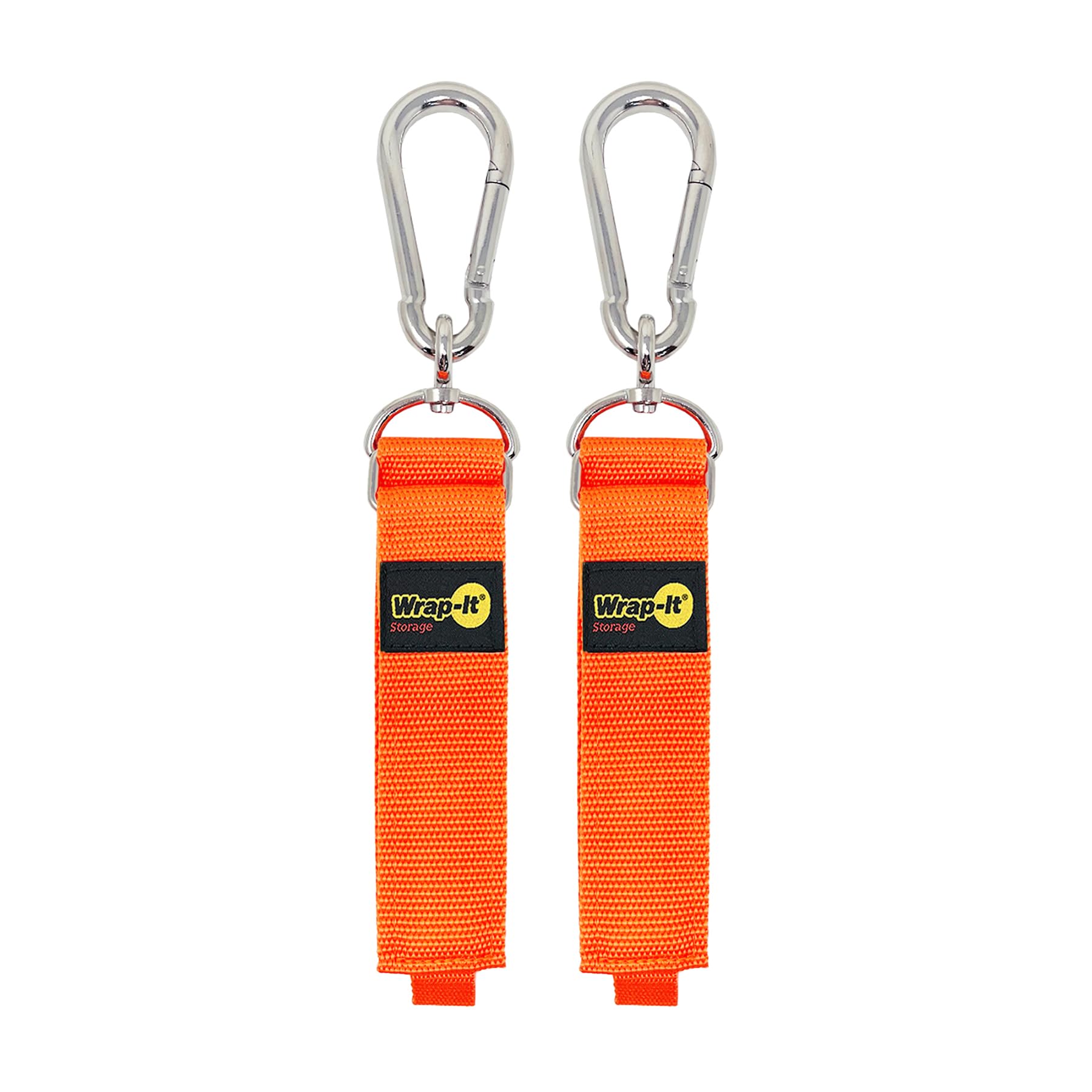 Hook 'N Hang Wrap It Storage Straps   18'' (2 Pack) Blaze Orange   Carabiner Straps To Use As Extension Cord Holder Heavy Duty S