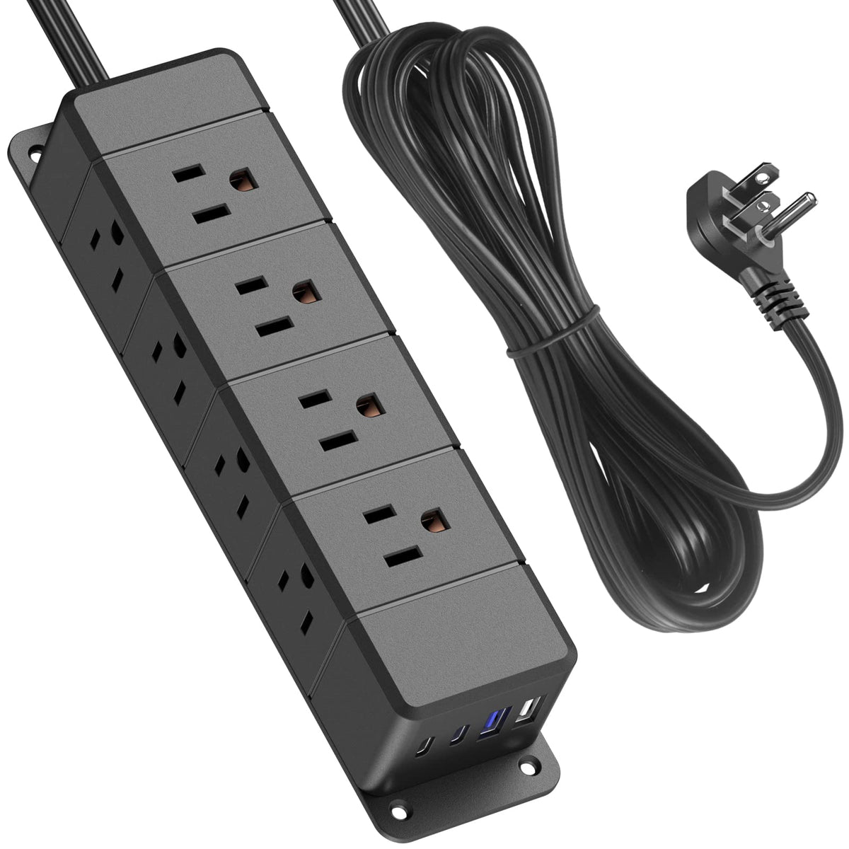 30W Usb C Power Strip Surge Protector,Ultra Thin Flat Plug Power Strip 4 Side 12 Outlets,1 Pd Fast Charing,2 Usb C, 2 Usb A(4 Usb Total 40W),6Ft Slim Extension Cord,16 In 1 Desk Power Bar,1200J