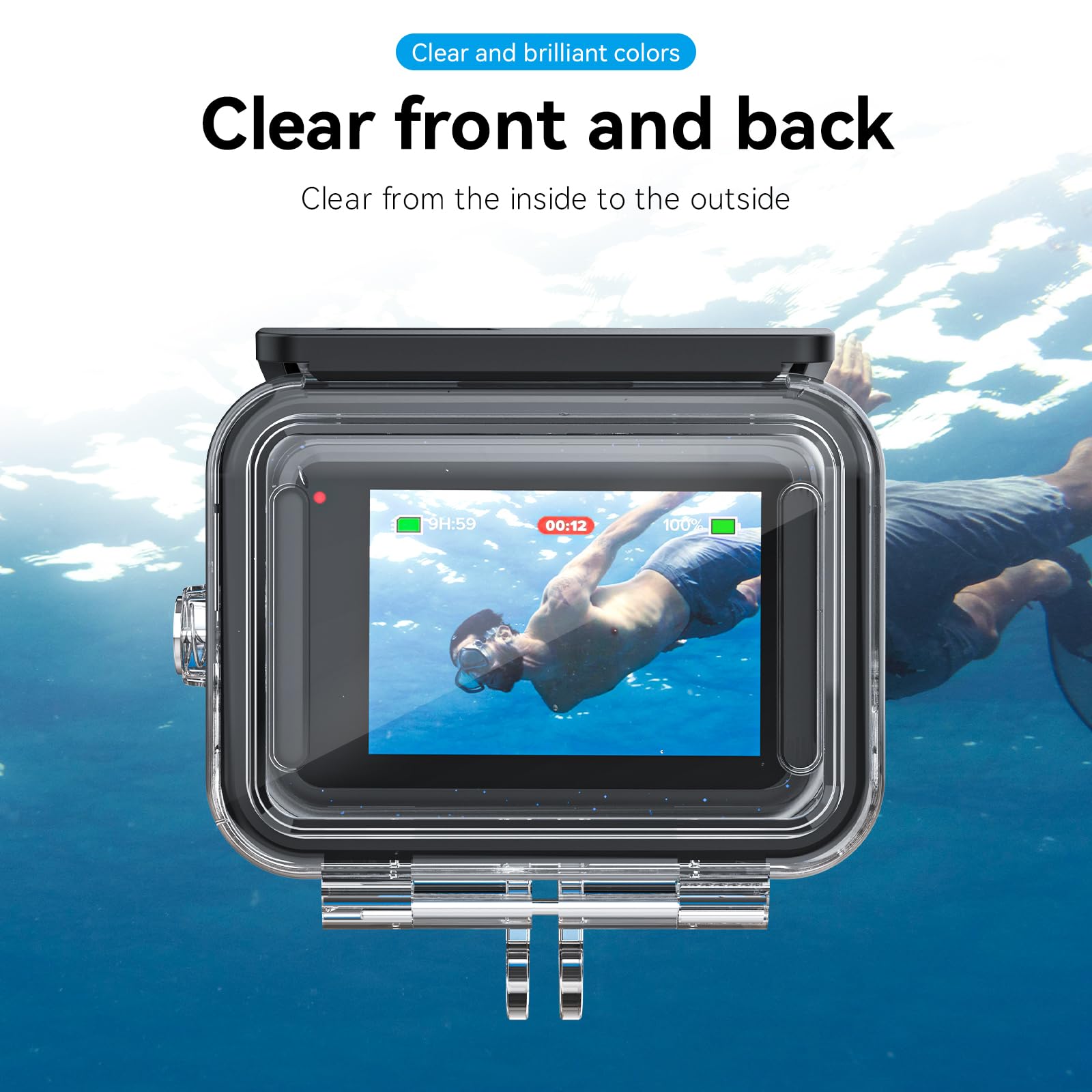 Telesin Waterproof Case With 3 Pack Dive Filter For Gopro Hero 13 Hero 12 Hero 11 Hero 10 Hero 9 Black Supports 60M/196Ft Underw