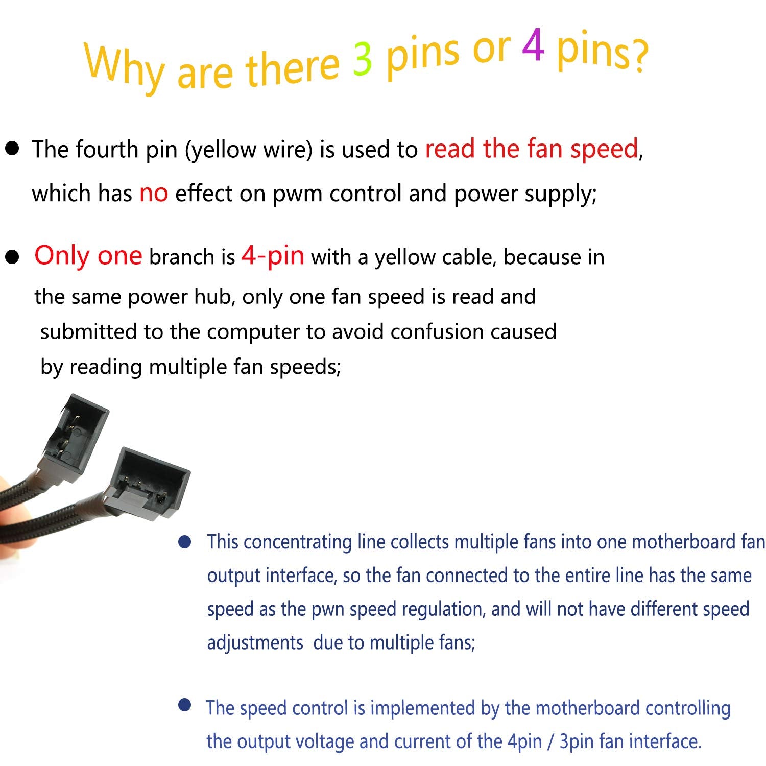 Dzs Elec 4Pin 1 To 4 Ways Pwm Fan Splitter Cable Black Sleeved Fan Power Extension Cable 4Pin Female To 4X 4Pin Male 27Cm/10.5 I
