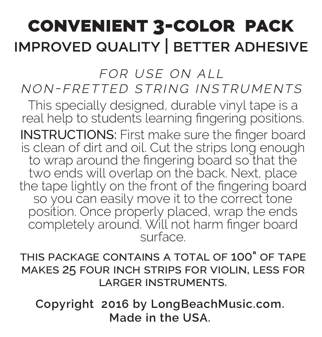 3 Mini Color Violin Fingering Tape For Fretboard Note Positions