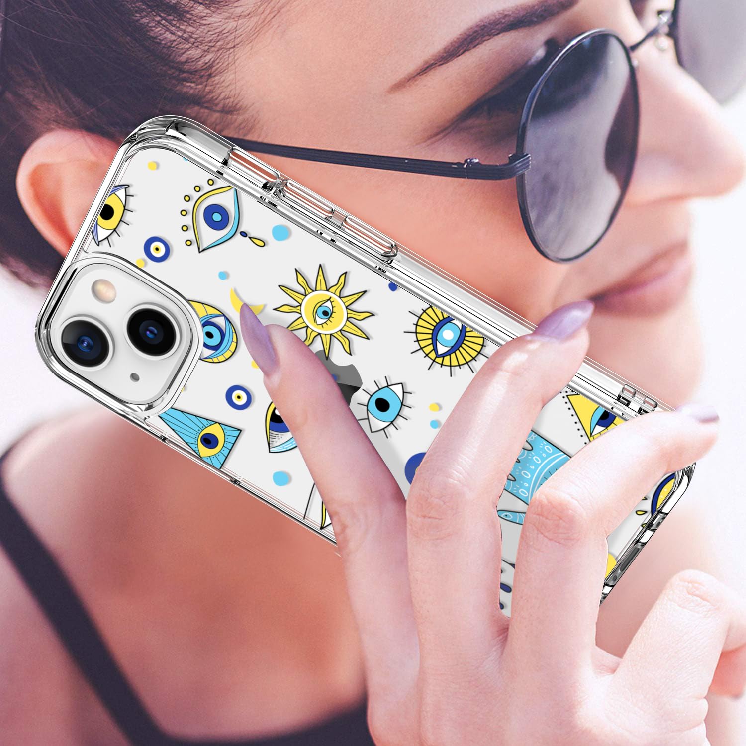 Luhouri For Iphone 15 Plus Case With Screen Protector   Crystal Clear Cover   Fashionable Pattern Design   Wireless Charging   S