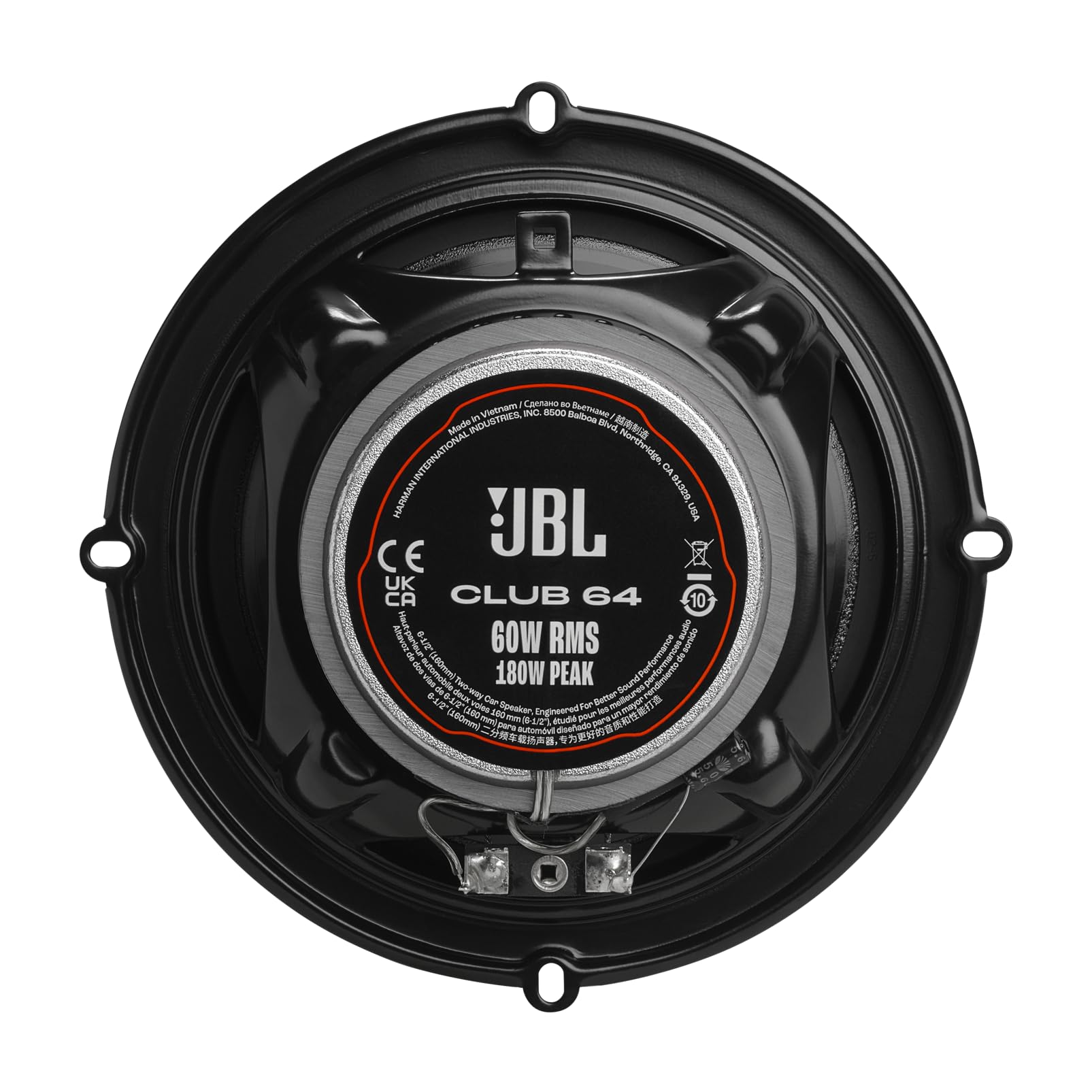 Jbl Club 64 6 1/2'' (160Mm) Two Way Car Speaker, 60W Rms, 180W Peak, Sensitivity (@ 2.83V): 93Db, Frequency Response: 48Hz   21K