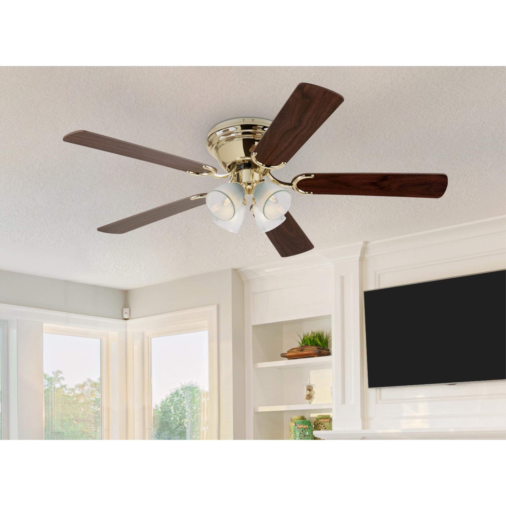Westinghouse Lighting 7232400 Contempra Iv Indoor Ceiling Fan With Light, 52 Inch, Brass