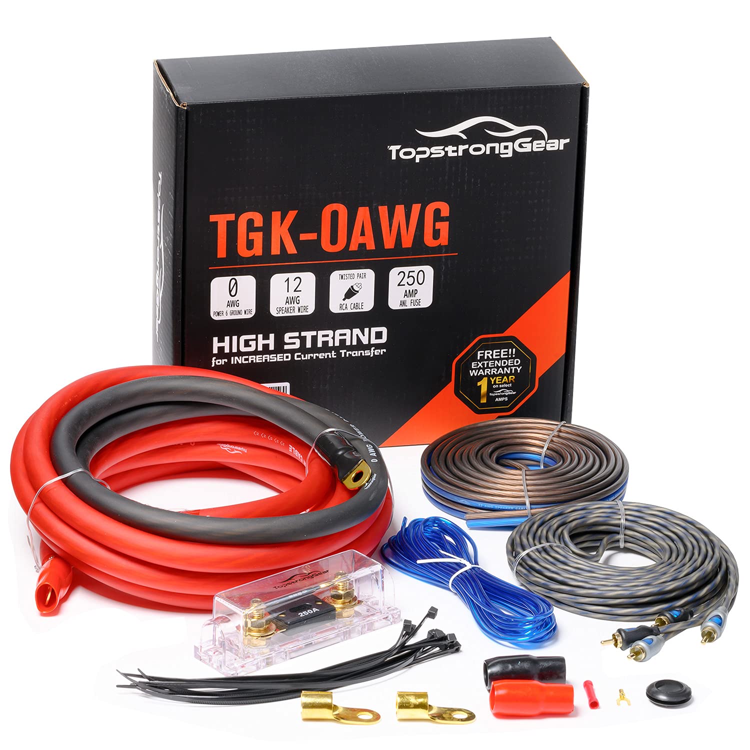 Topstronggear 0 Gauge Amp Kit True 0 Awg Amplifier Installation Wiring Amp Kit Install Cables
