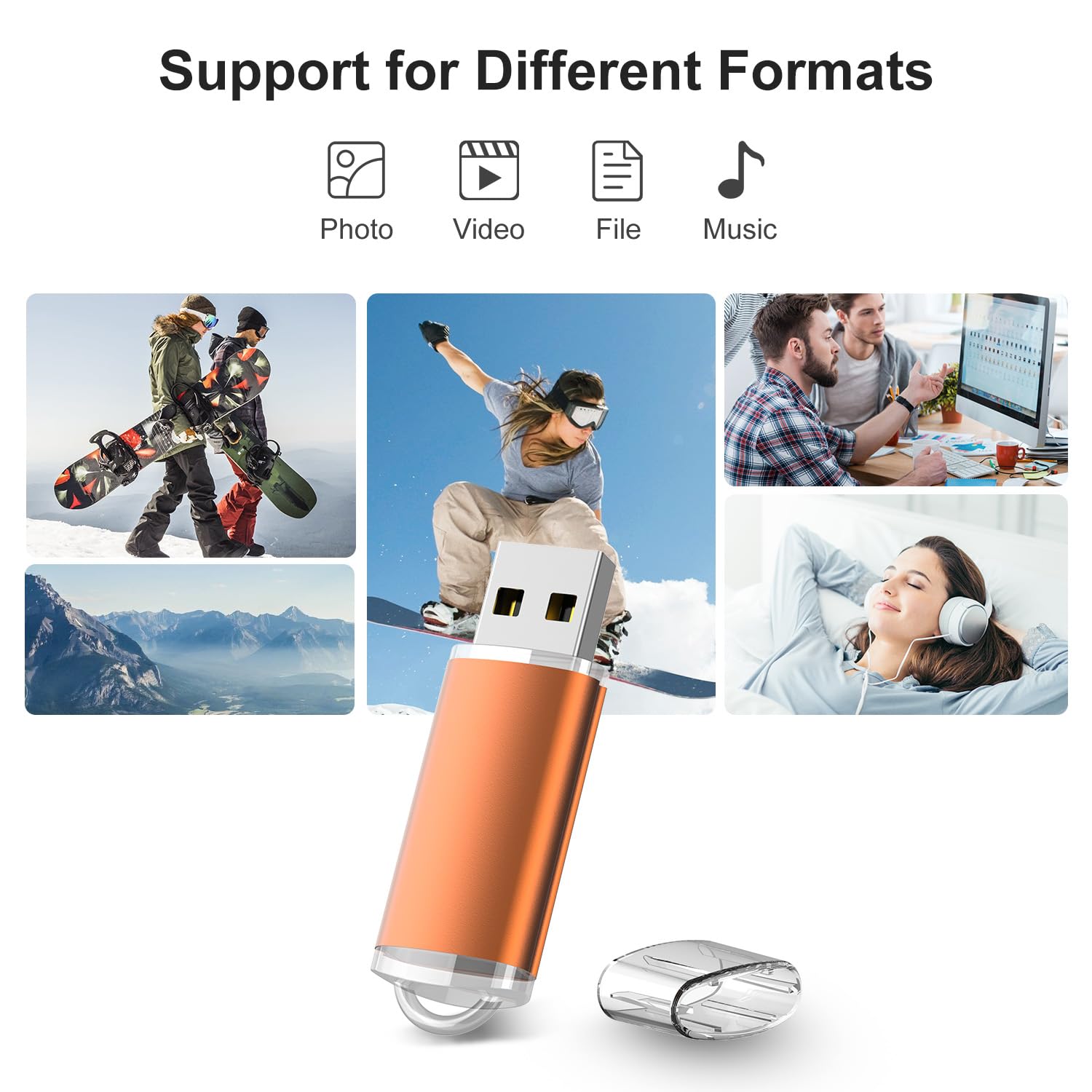 Raoyi 10 Pack 4Gb Usb Flash Drives Usb 2.0 Memory Stick Bulk Thumb Drives Thumb Drive Jump Drive (5 Mixed Colors: Black Blue Green Orange Silver)