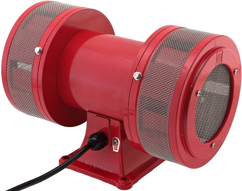 Vixen Horns Extra Loud 125 dB Air Raid Siren - Heavy Duty Electric Motor, Red, Omnidirectional, 2600 ft Range
