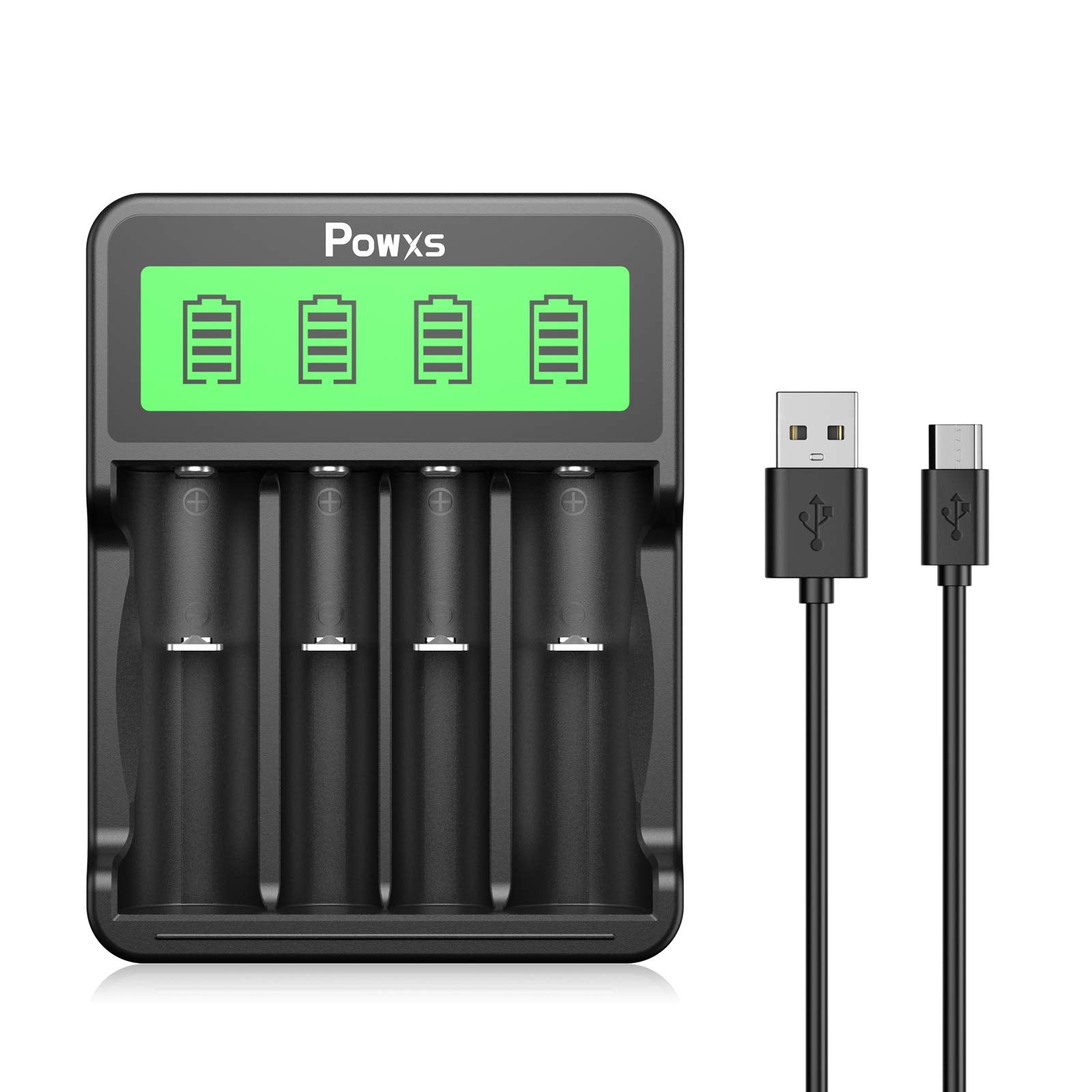 Powxs Universal Lithium 18650 Battery Charger For 3.7V Li Ion 18650 26650 18490 17670 17500 22650 21700 20700 18350 16340 Rcr123