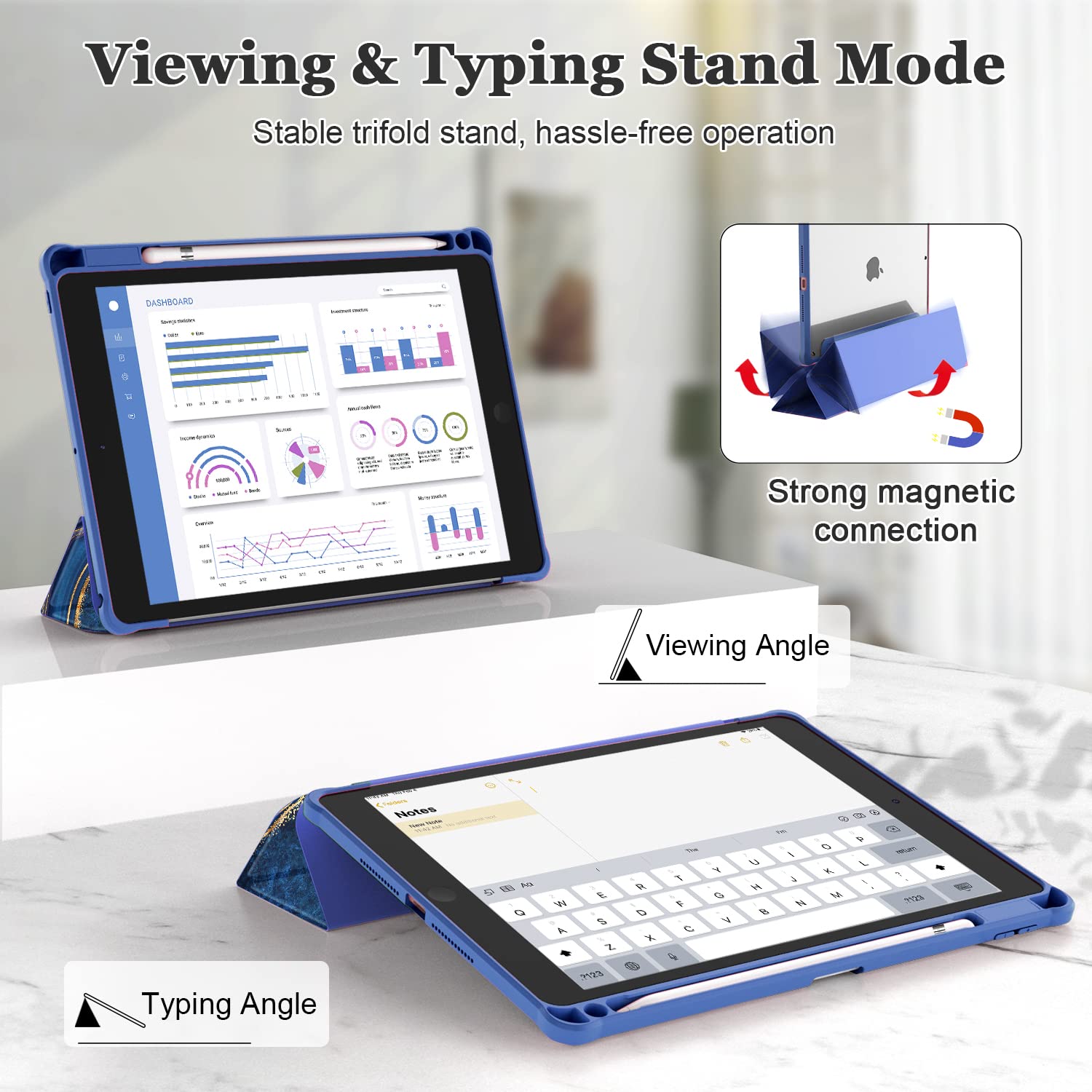 Okp For Ipad 9Th/8Th/7Th Generation Case (2021/2020/2019), Ipad 10.2 Inch Cases With Trifold Stand, Slim Ipad 9/8/7 Gen Cover Wi