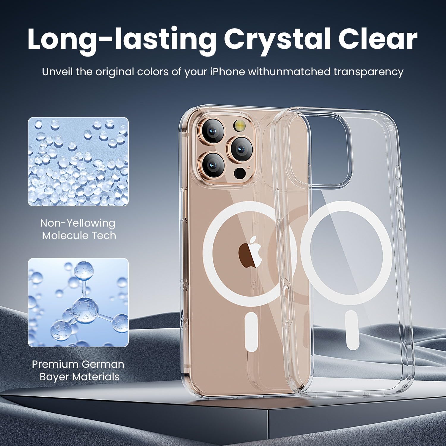 Gyizho For Iphone 16 Pro Max Case,Compatible With Magsafe [Yellowing Resistant] With 1X Screen Protector + 1X Camera Lens Protec