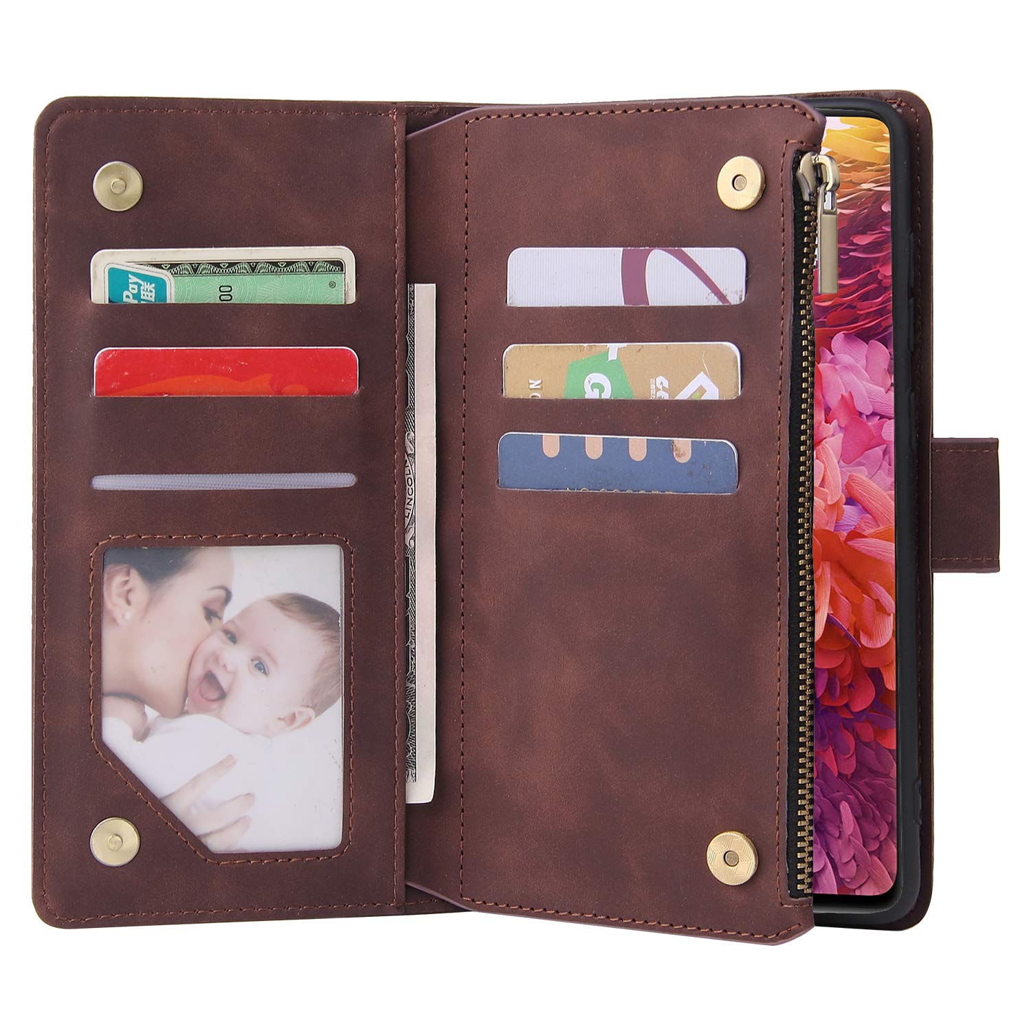 Lbyzcase Phone Case For Galaxy S20 Ultra,Samsung S20 Ultra 5G Wallet Case,Luxury Folio Flip Leather Cover[Zipper Pocket][Wrist S