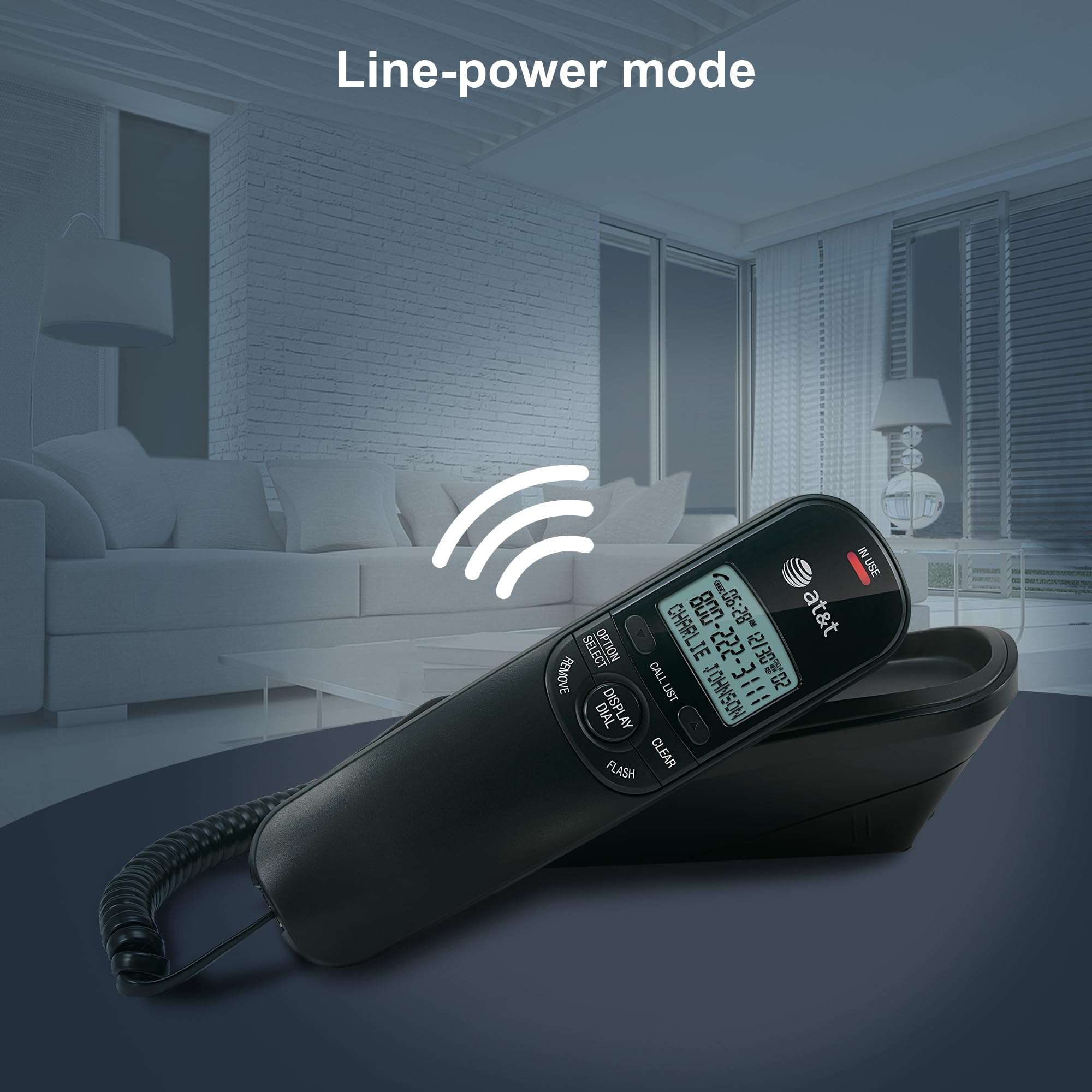 At&T Tr1909B Trimline Corded Phone With Caller Id, Black