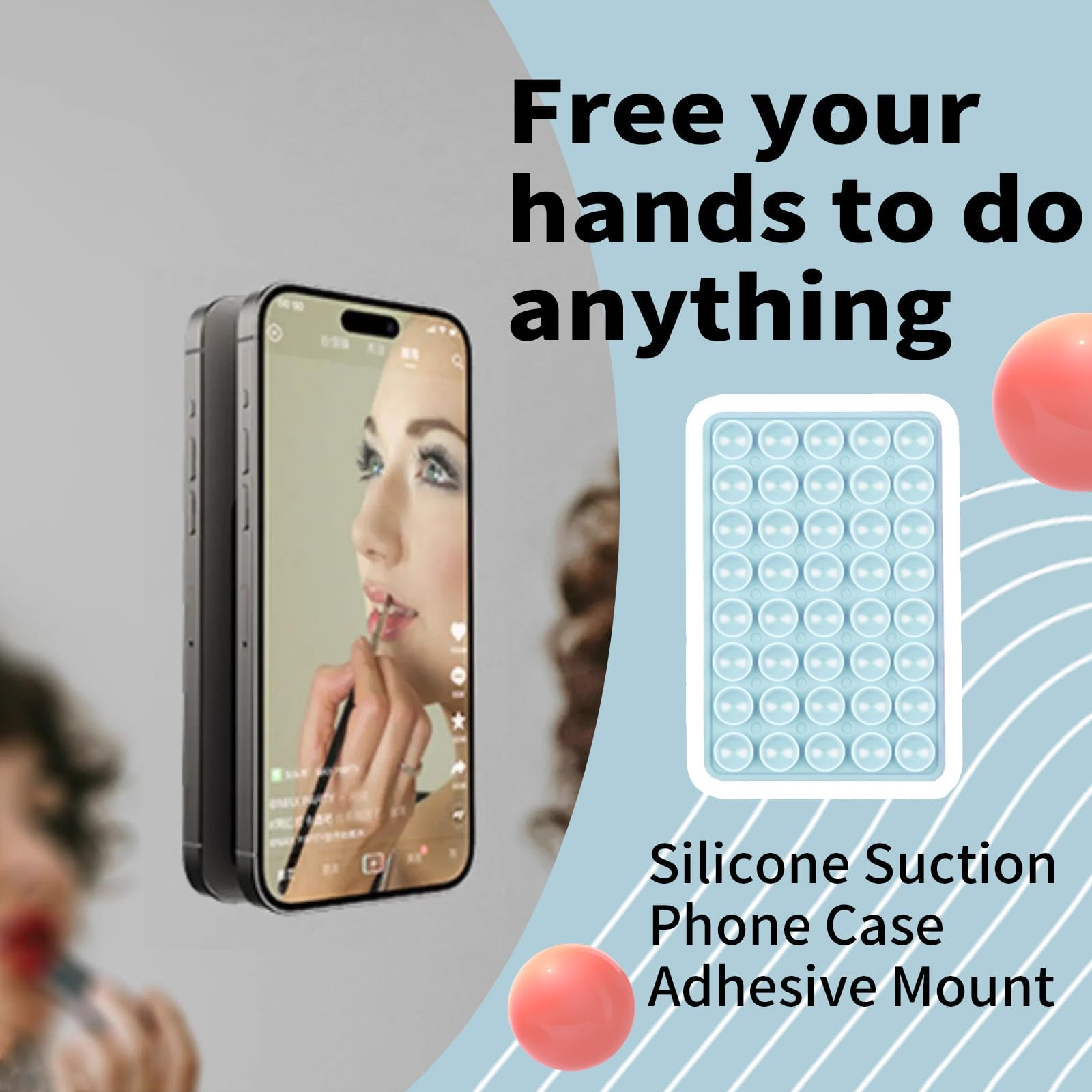 Veadoolly Octobudy Silicone Sticky Grip Suction Cup Phone Mount - Double Sided, Higher Suction Power Holder For Hands-Free Selfi