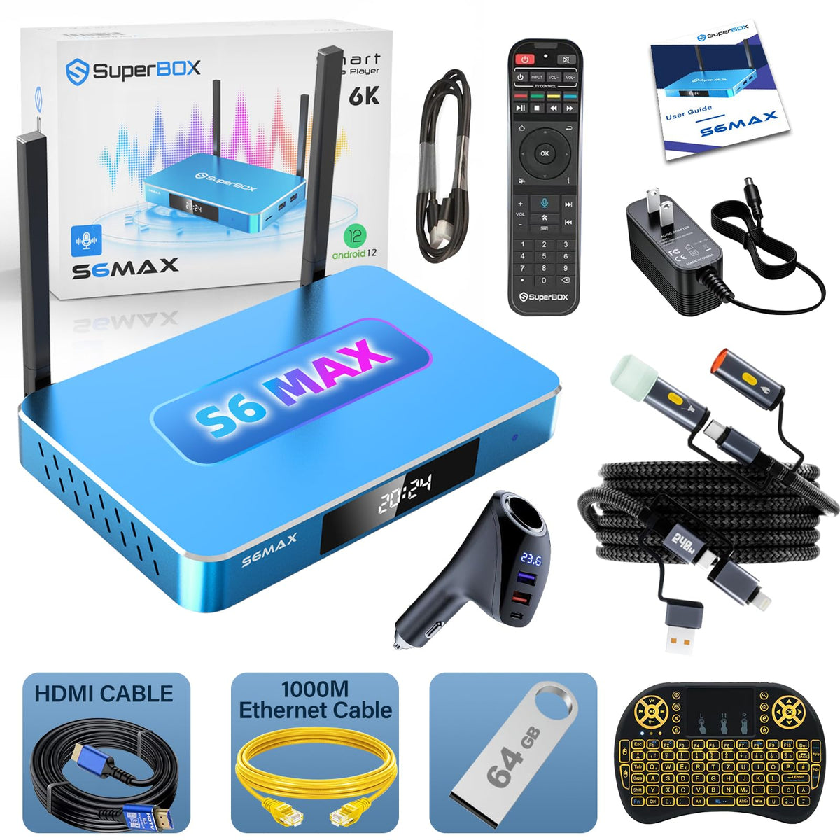 2025 S6 Max Bundle With Built In Voice Control System Time Shift, Android Smart Box Includes Voice Remote Detailed Setup Guide (