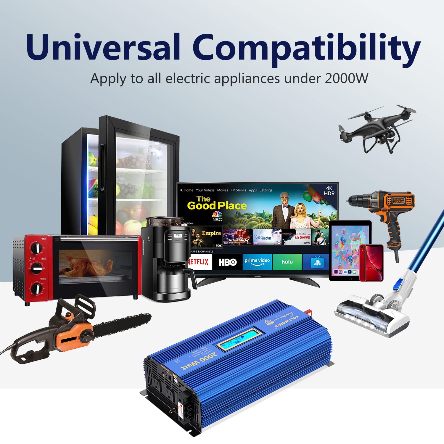 Pure Sine Wave 2000Watt Car Power Inverter Etl Ul458 Dc 12V To 120V Ac With Remote Control And Lcd Display 1 Ac Terminal Block 2