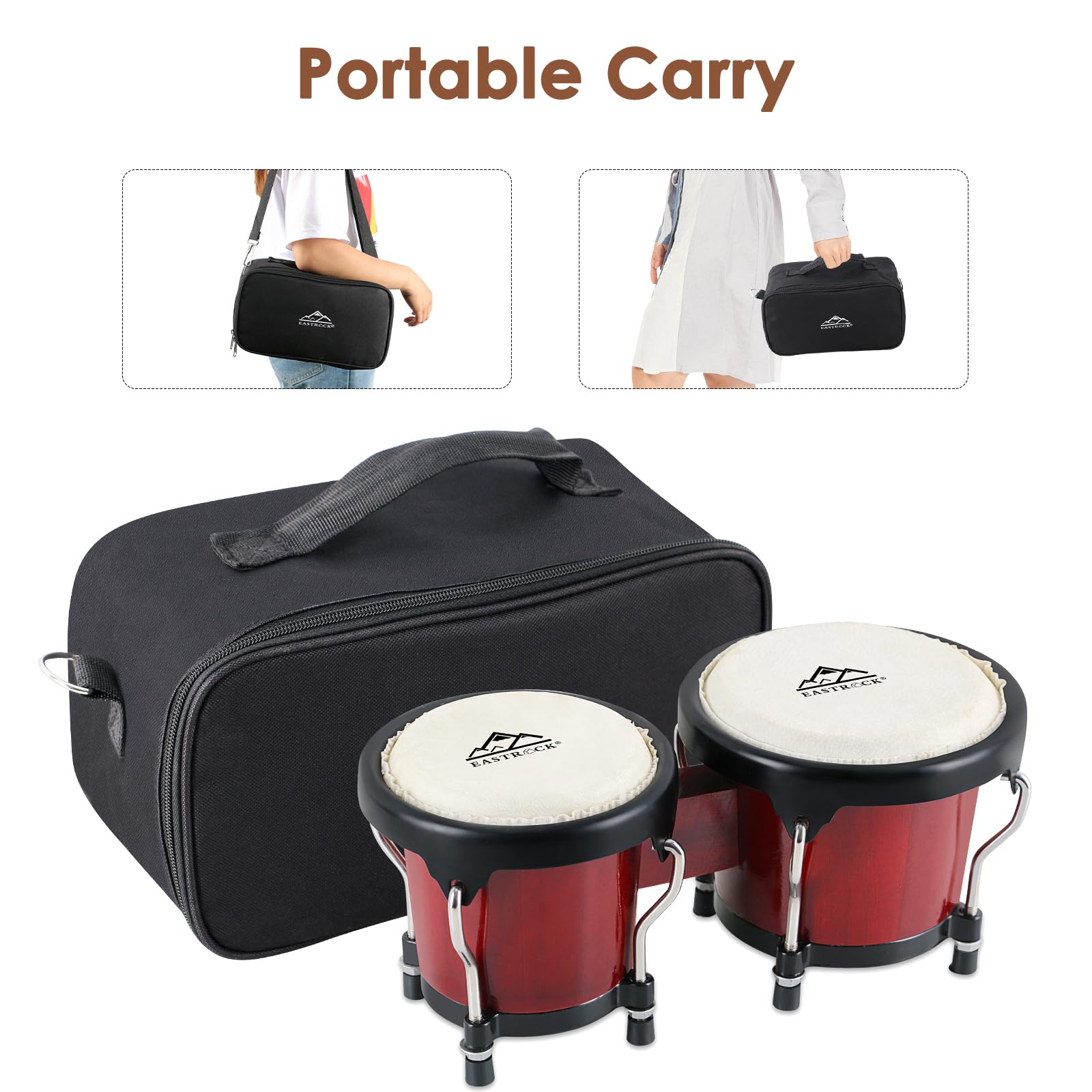 Eastrock Bongo Drum 4    And 5    Bongos Set For Adults Kids Beginners Professionals Tunable Wood And Metal Drum Percussion Inst