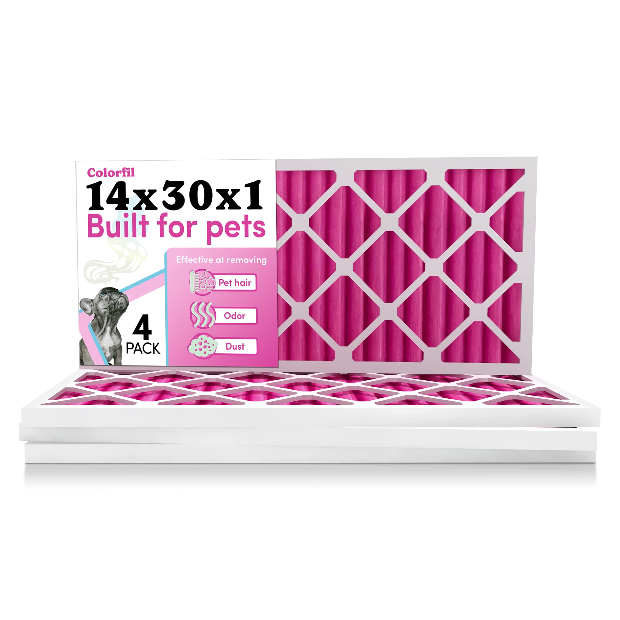 14X30X1 Air Filter By Colorfil | Color Changing Filters For Cat And Dog Odor | Merv 8 Furnace Ac Filter For Pet Hair And Dust |
