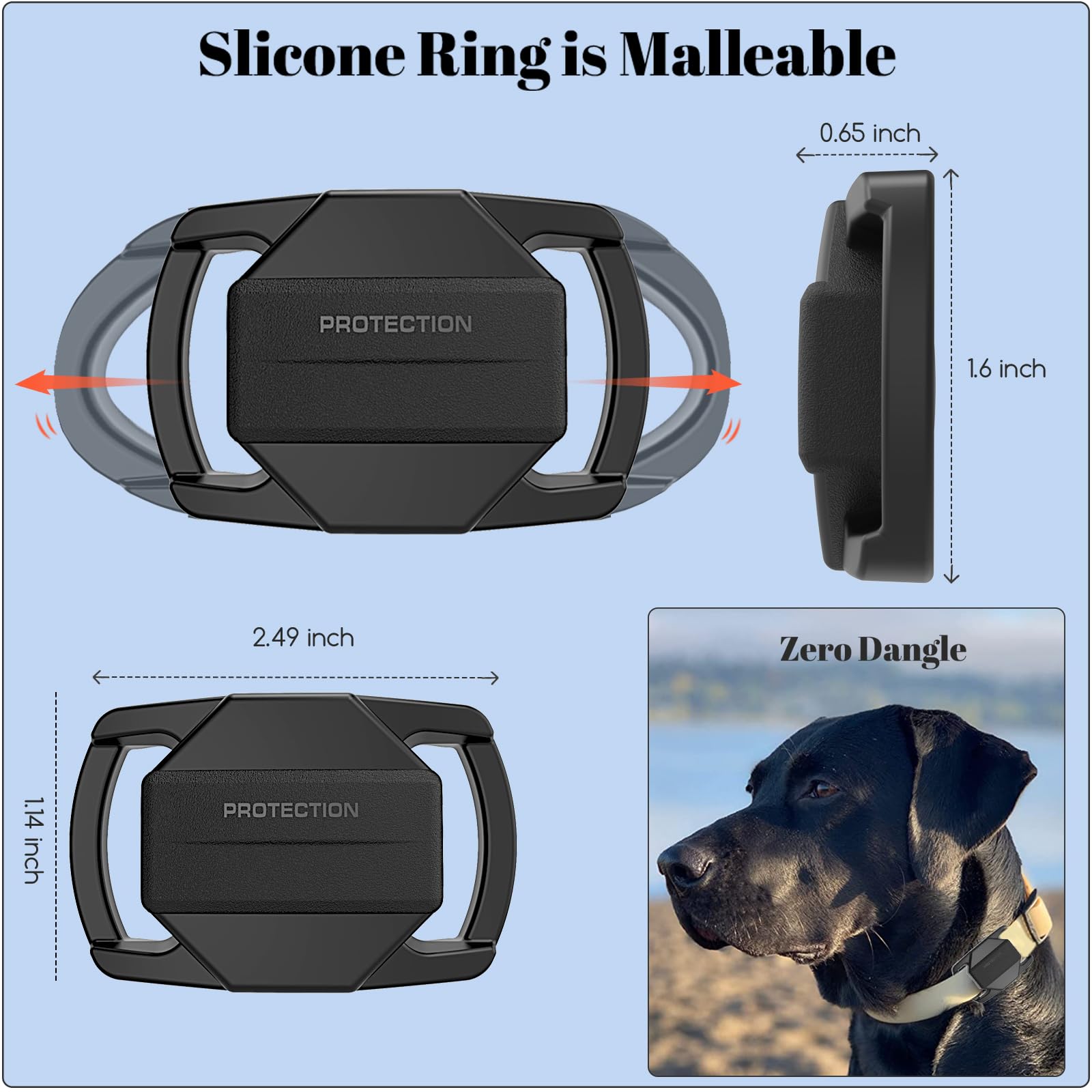 Sankala Airtag Dog Collar Holder, [2 Pack] Waterproof Airtag Case For Dog Collar, Tpu & Silicone Full Body Covered Anti Lost App