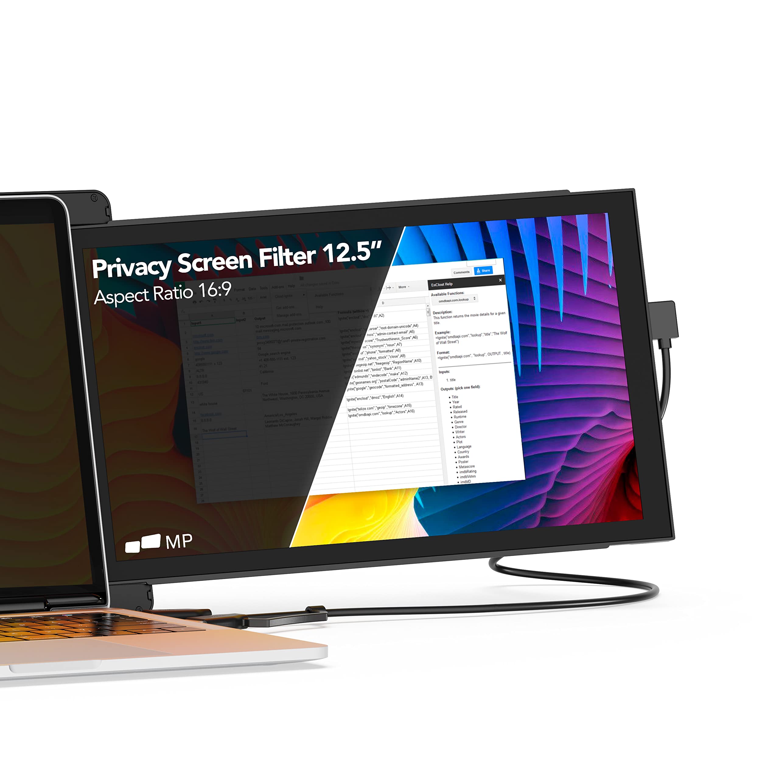Moblie Pixels Laptop Privacy Screen 13.3 inch Filter for 16:9 privacy screen for Laptop/Monitor Display - Laptop Monitor Privacy