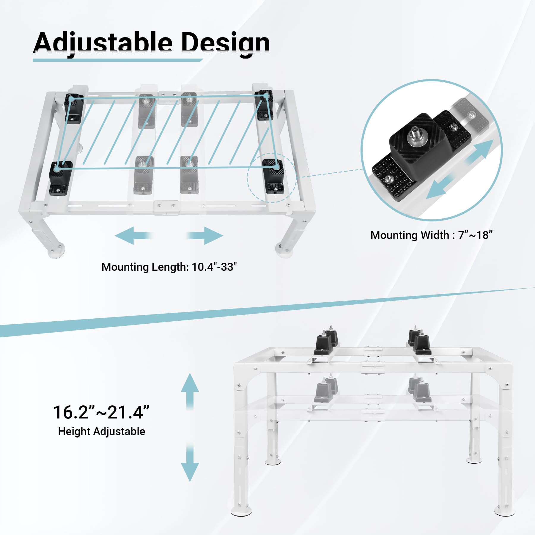 Eastrexon Mini Split Stand, Anti Vibration Adjustable Mini Split Ground Stand, Ac Stand Heavy Duty W/ 400Lbs Load Capacity, For