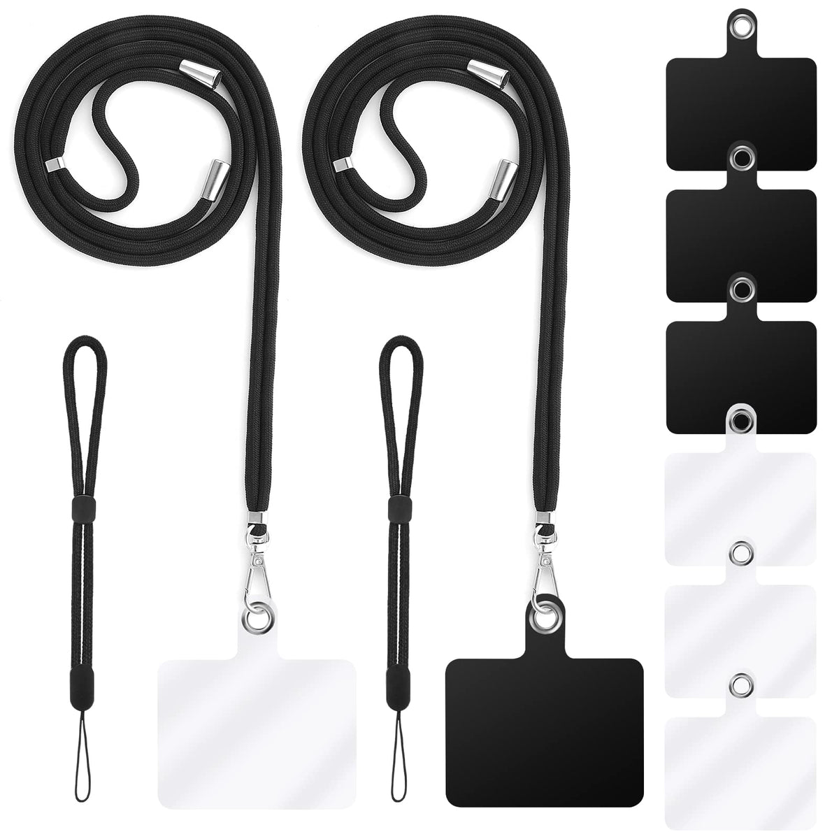 Cobee Cell Phone Lanyard, 2 Pcs Phone Neck Lanyard + 2 Pcs Phone Wrist Lanyard Strap + 6 Pcs Phone Tether Patches, Nylon Crossbo