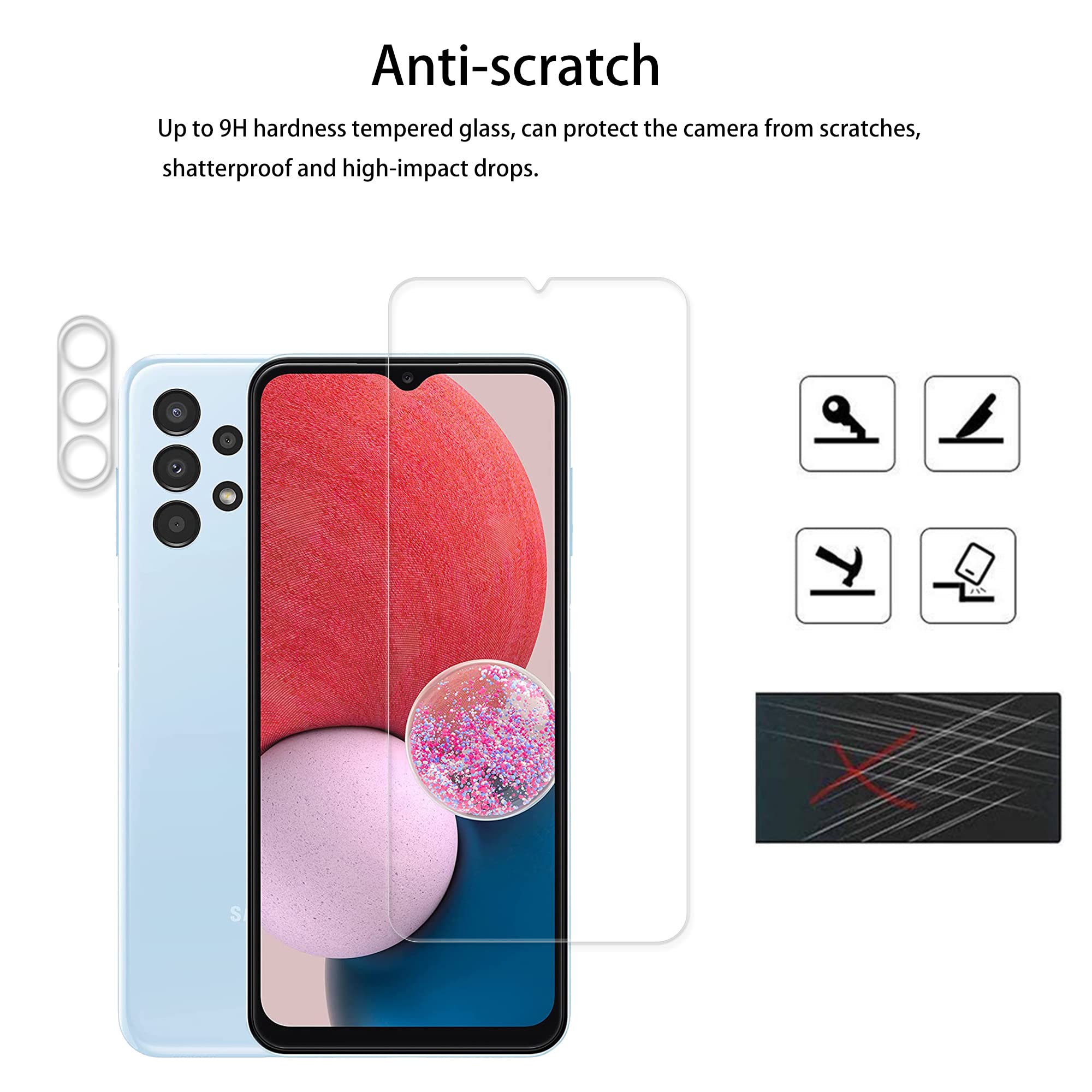 Hkkais Easy Alignment Frame Designed For Samsung Galaxy A13 5G Tempered Glass Screen Protector 2 Pack Camera Lens Protector Film
